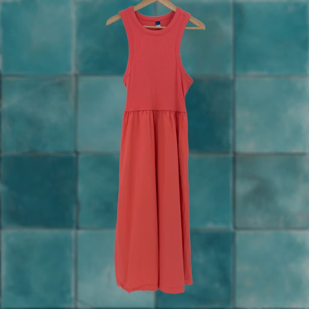 Old Navy Old Navy Dress Women Size L Coral Rib Knit Sleeveless Maxi Boho Preppy Size L / US 10 / IT 46 - 1 Thumbnail