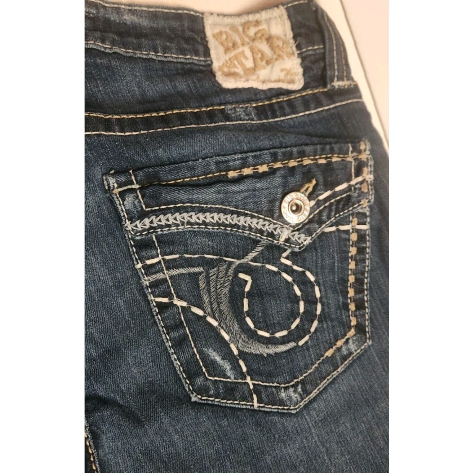 Denime BIG STAR Maddie Boot Cut Jeans Women's 29x32 Denim Blue Mid Rise Jeans Jeans Women Butt Bootcut Logo 90s Festival Hippie Grunge Cowboys Mens Girls Size 29" - 6 Thumbnail