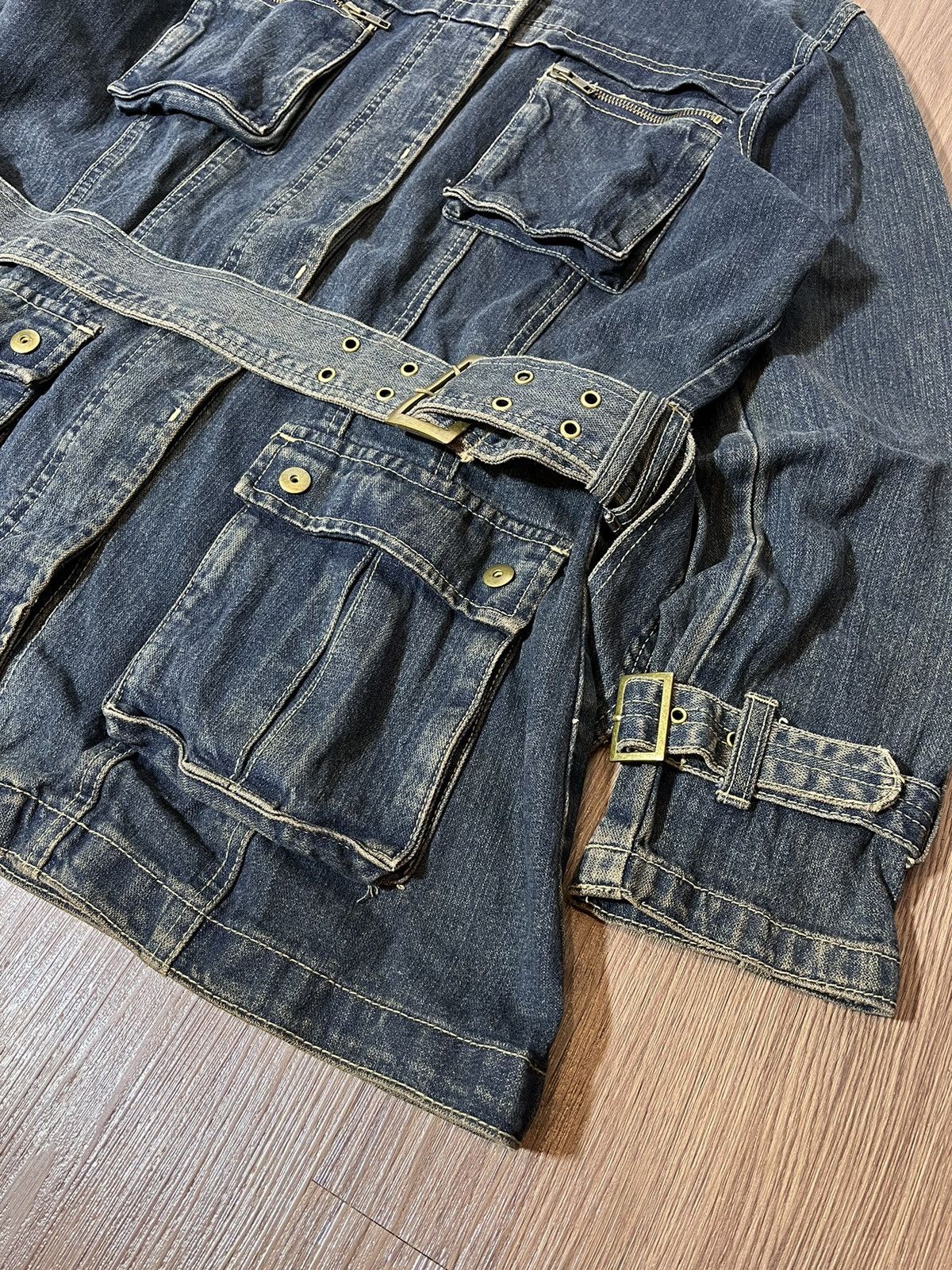 Beauty Beast Charms japan bondage 3D multipocket mudwash denim jacket Size US XL / EU 56 / 4 - 7 Thumbnail