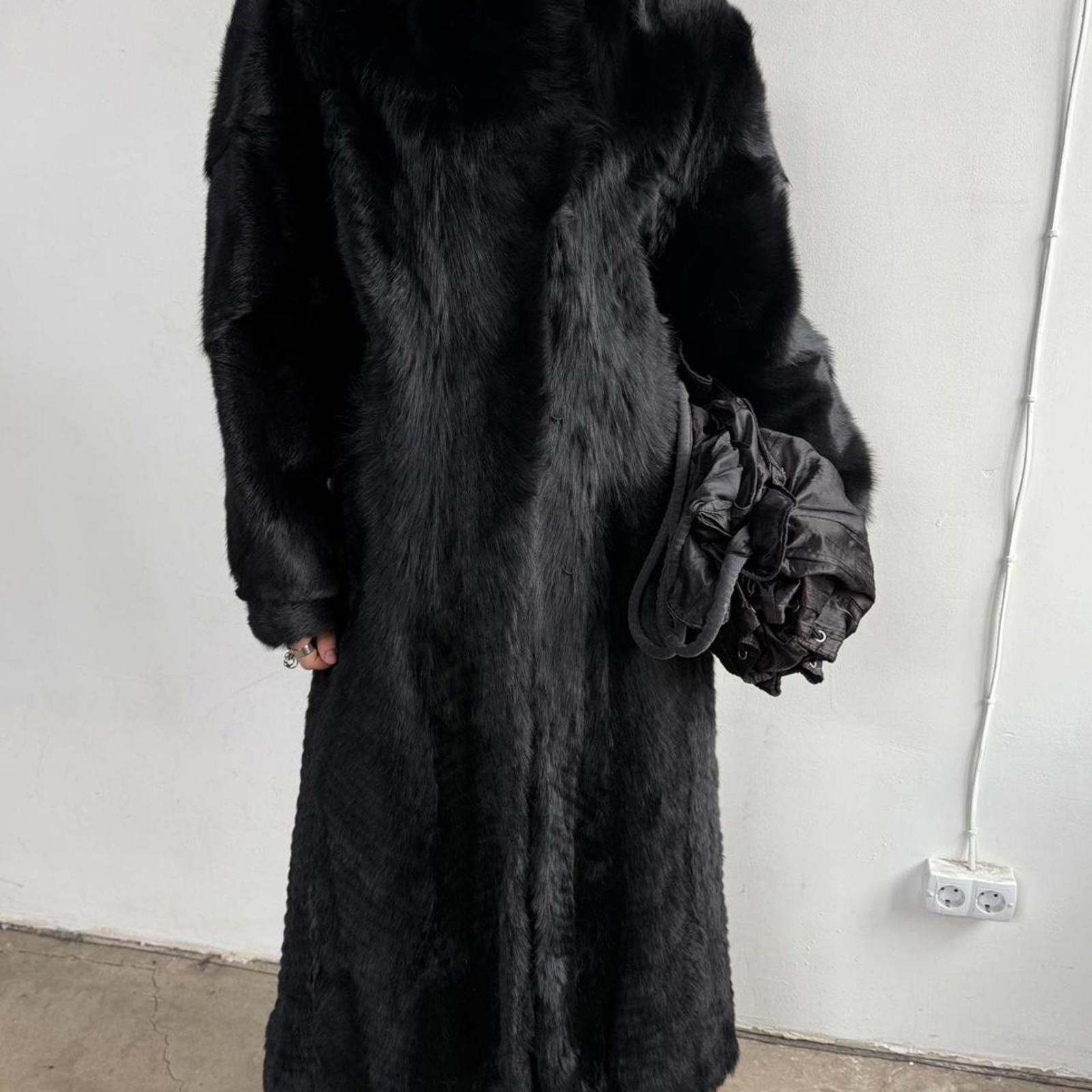 If Six Was Nine Vintage Real Fur Black Maxi Coat Size L / US 10 / IT 46 - 7 Thumbnail