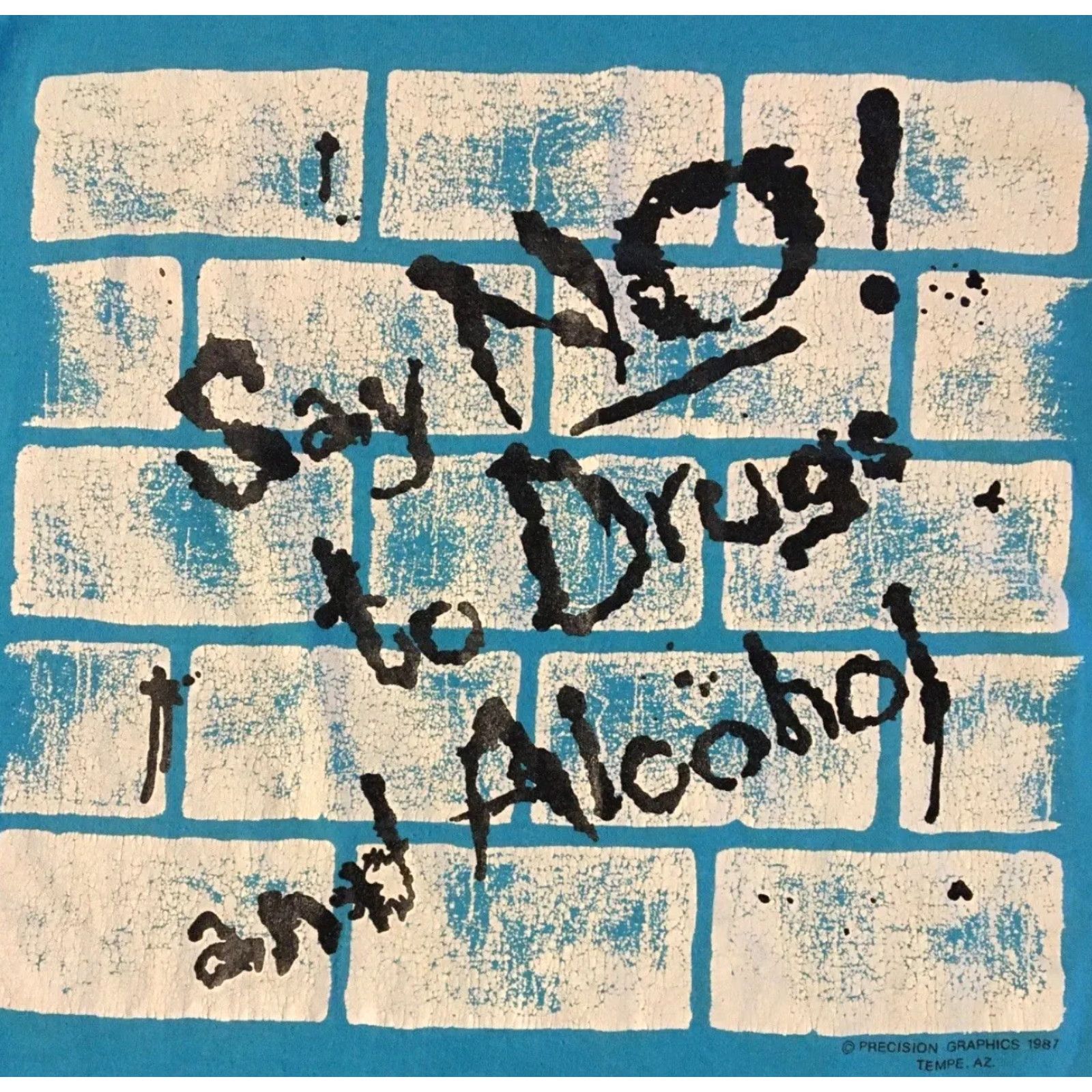 Vintage VINTAGE 80s Say No To Drugs & Alcohol Faded Shirt S Blue Men T-Shirt 420 90s Humor Graffiti Rock Retro California USA Single Stitch Size US S / EU 44-46 / 1 - 2 Thumbnail