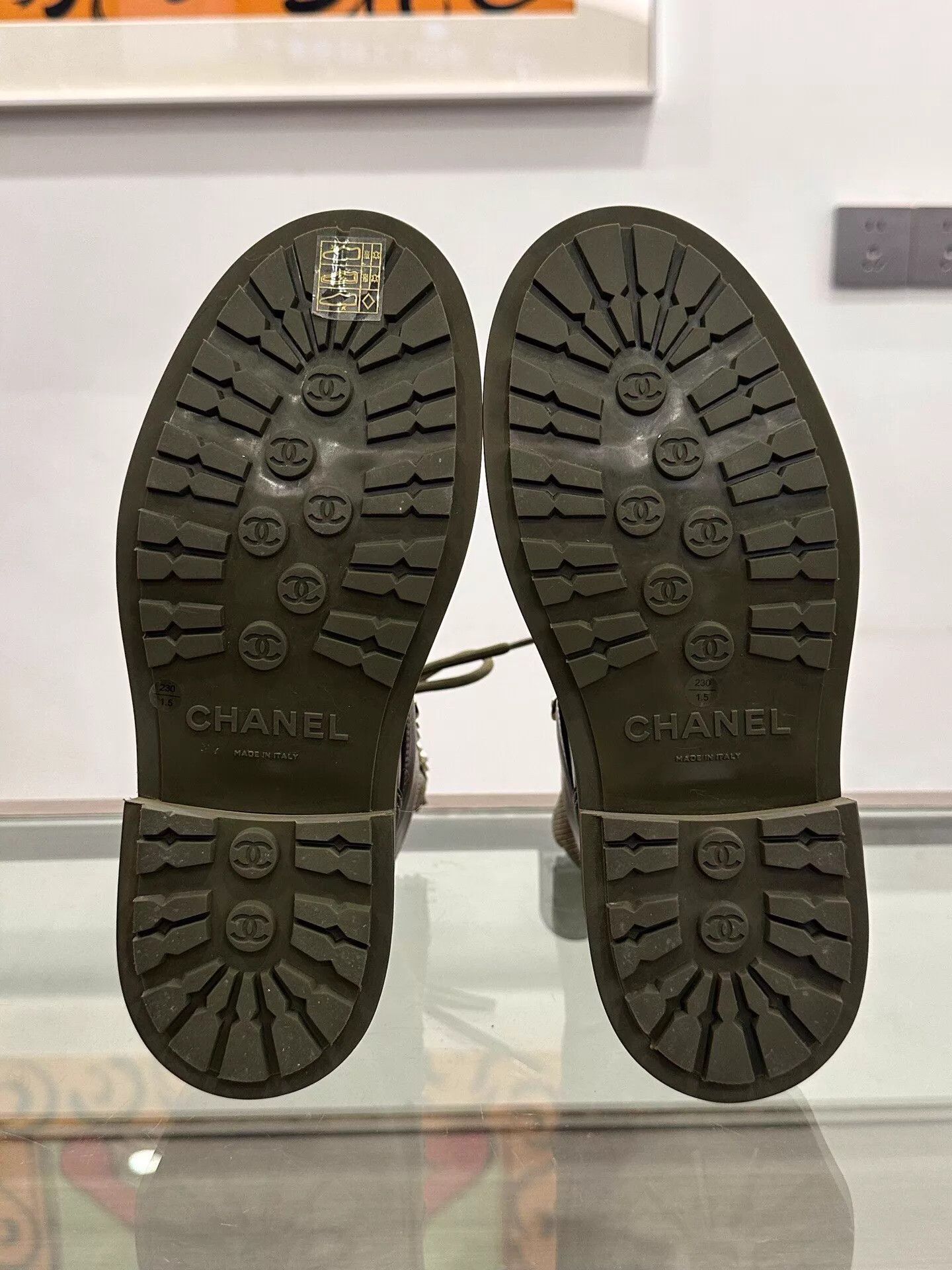 Chanel Chanel Women's Military Green Platform Ankle Boots 36.5 Size US 6 / IT 36 - 6 Thumbnail