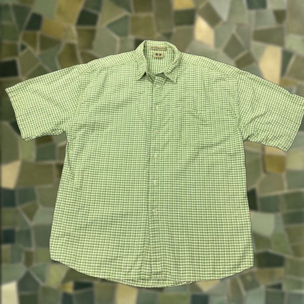 Bally VINTAGE Island Force Shirt XL Green Plaid Button-Up Short Sleeve Casual Outdoor Mens Size US XL / EU 56 / 4 - 1 Thumbnail