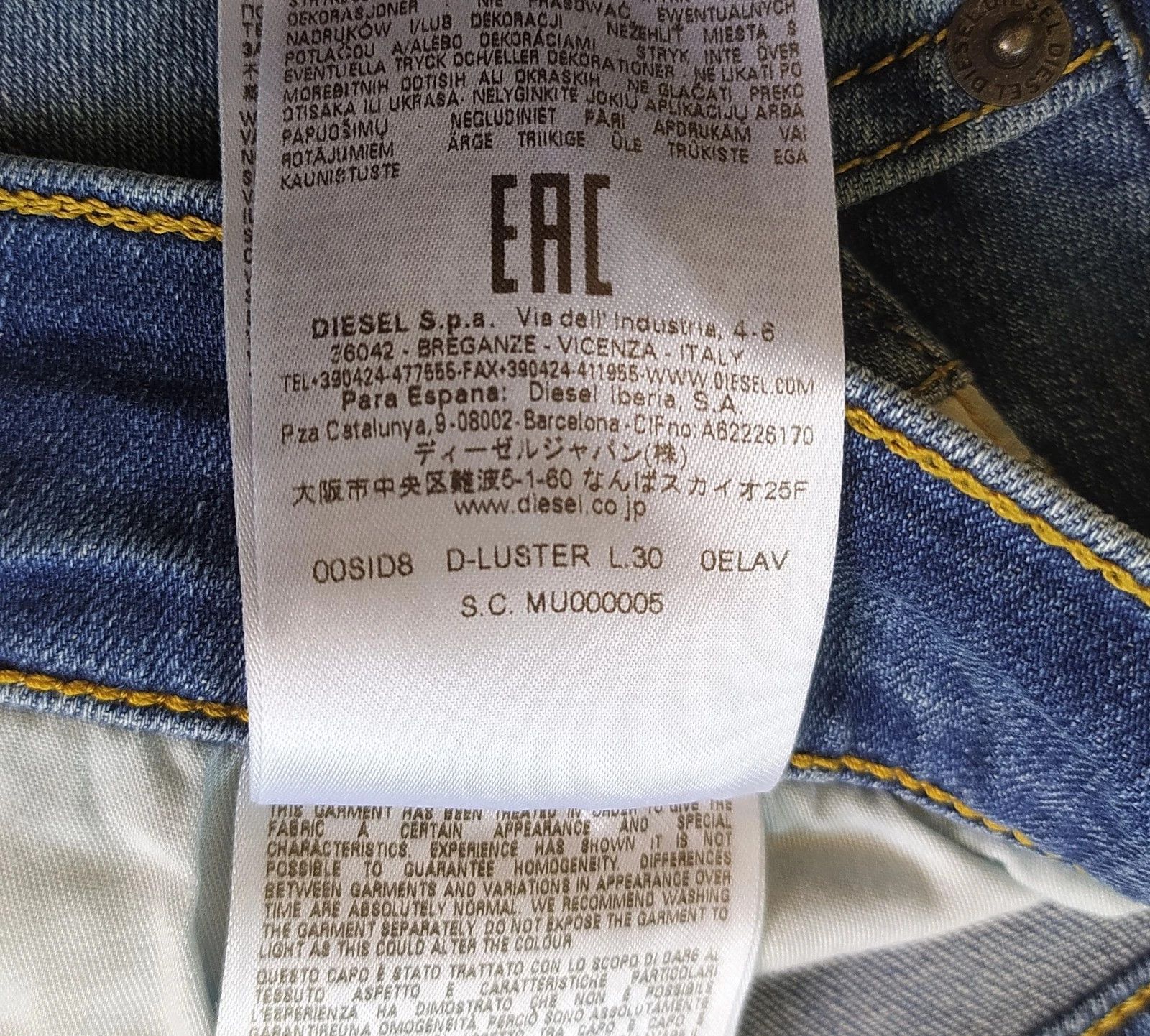 Diesel Diesel D-LUSTER L.30 MENS JEANS T/9941 Size US 38 / EU 54 - 8 Thumbnail