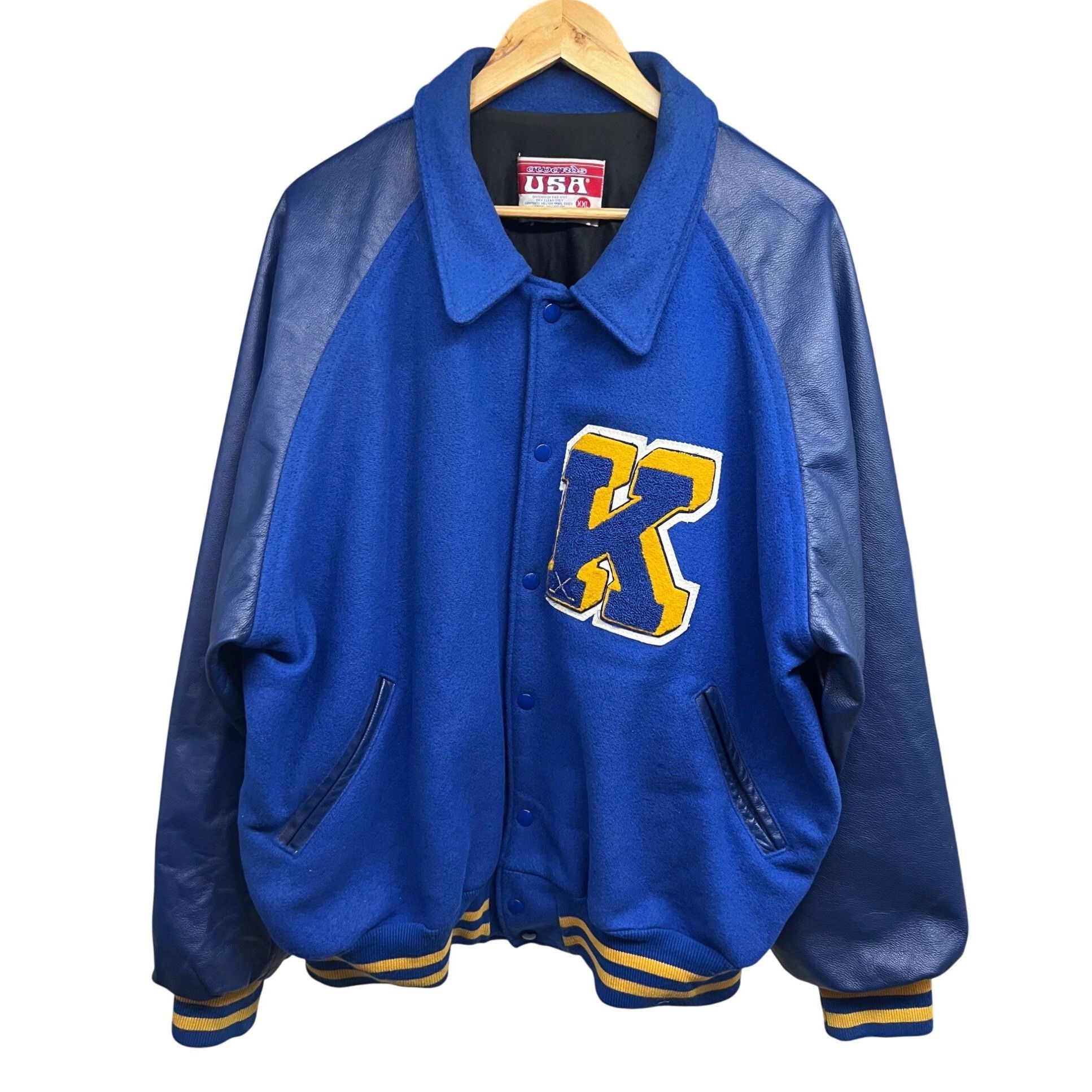 Vintage NEFF Mens Vintage Varsity Letterman Snap Up Jacket 2XL Blue Size US XXL / EU 58 / 5 - 1 Thumbnail