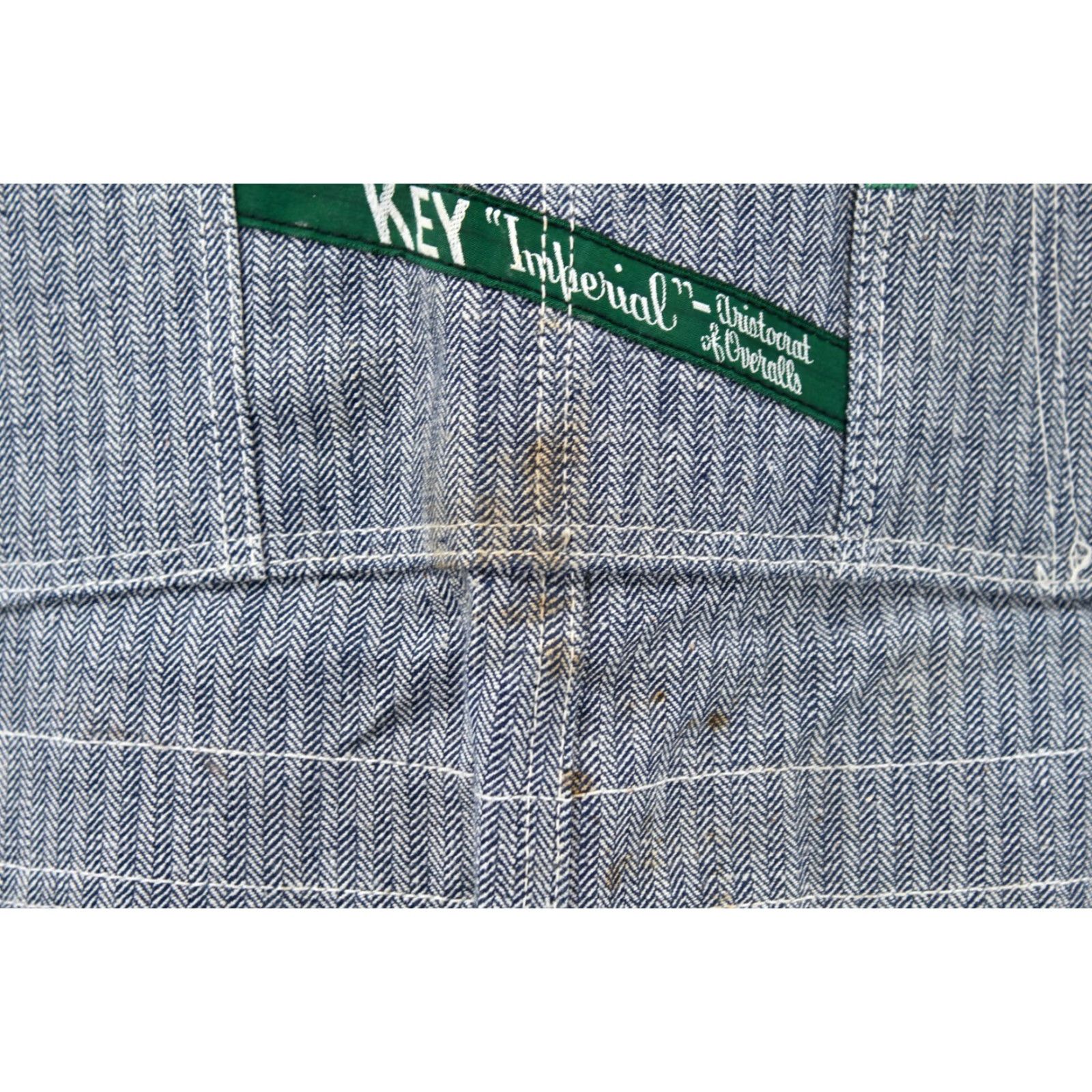 Vintage VINTAGE Key Denim Overalls Shirt Mens 70s HBT Striped Blue Cotton Medium 1970s 28.5in Inseam Size US 31 - 6 Thumbnail