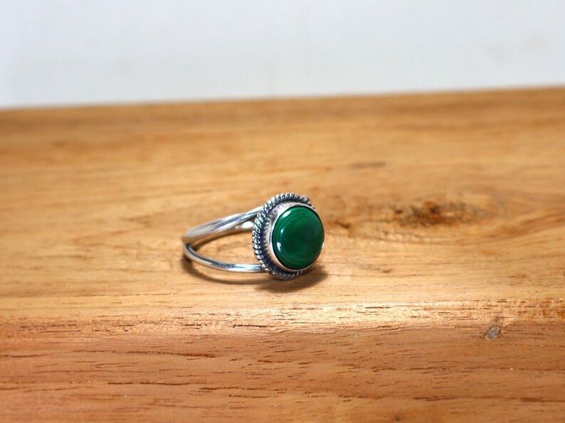 Handmade Handmade Malachite Sterling Silver Ring, Gift for Christmas Size ONE SIZE - 3 Thumbnail