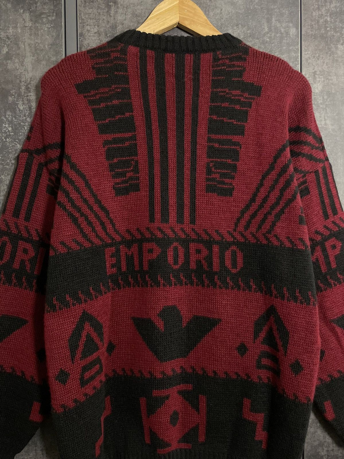 Emporio Armani Vintage 80s Aztec Emporio Armani Knit Sweater Hedi YSL RRL Size US L / EU 52-54 / 3 - 10 Thumbnail