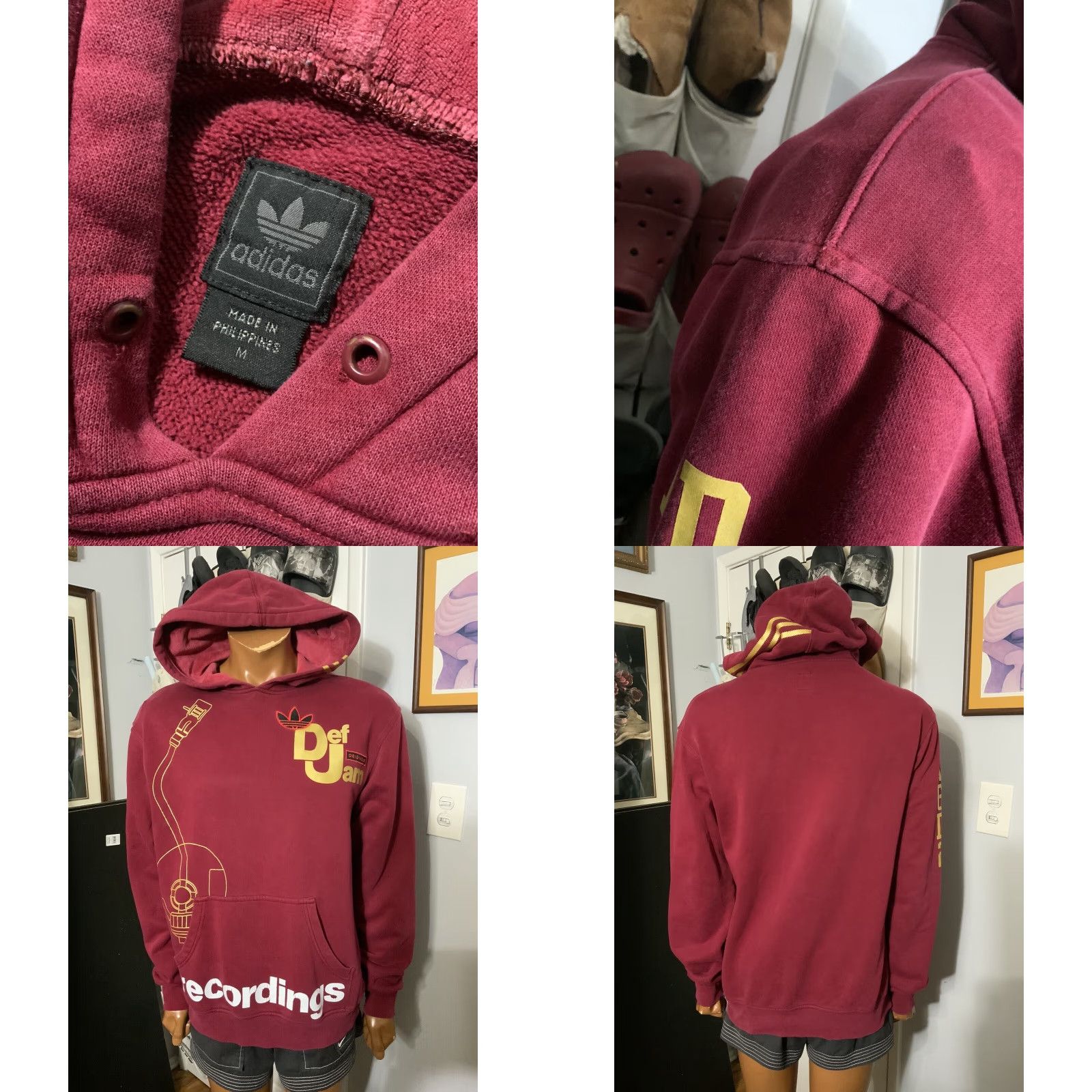 Adidas Adidas Originals X Def Jam Recordings Trefoil Maroon Sweatshirt Hoodie Sz. M Men Hoodie Multicolor Pullover 90s Mens Size US M / EU 48-50 / 2 - 8 Thumbnail