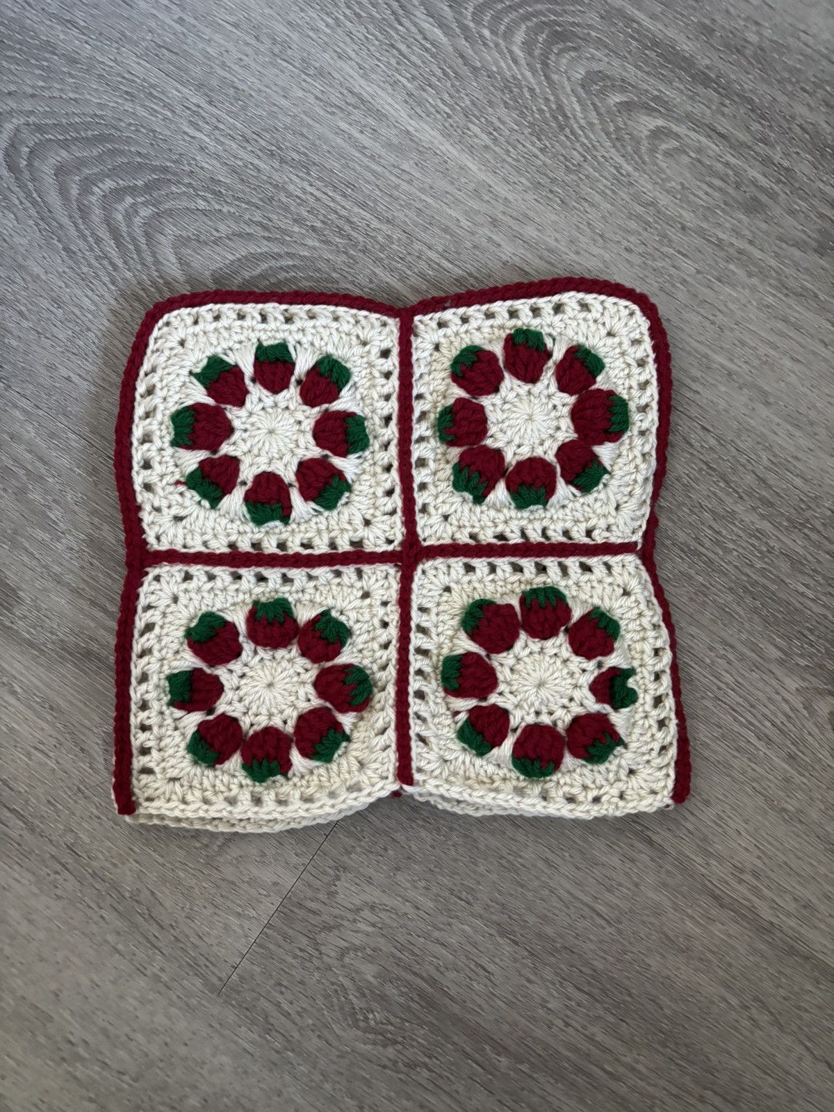 Handmade Crochet Strawberry Hat Size ONE SIZE - 3 Thumbnail