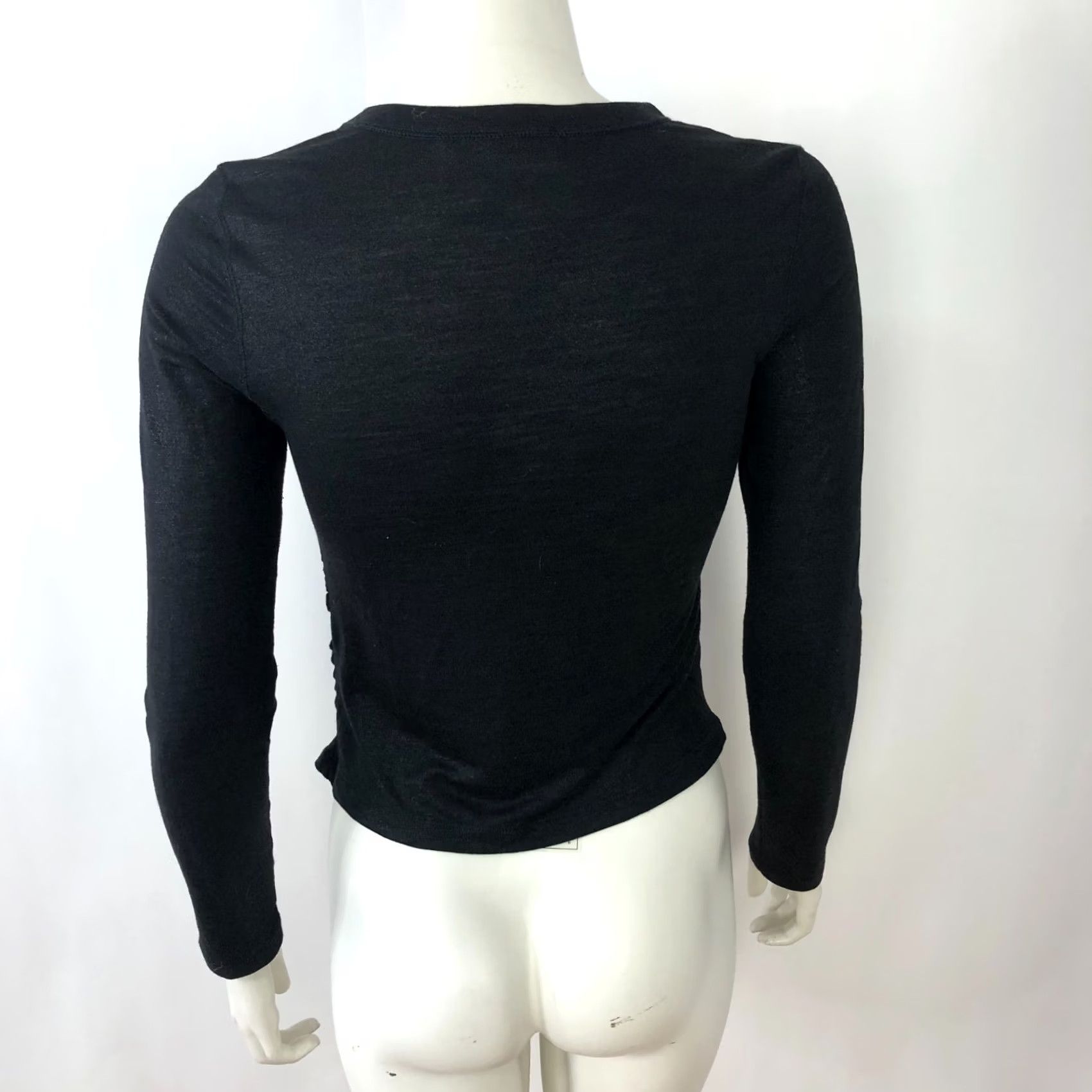 Allsaints All Saints Tina Shimmer US 4 Lightweight Ruched Gather Shirt Top Black MINT HRJ Shirt Womens 4 Black Lightweight Ruched Gather Front-Exposure? Size S / US 4 / IT 40 - 3 Thumbnail