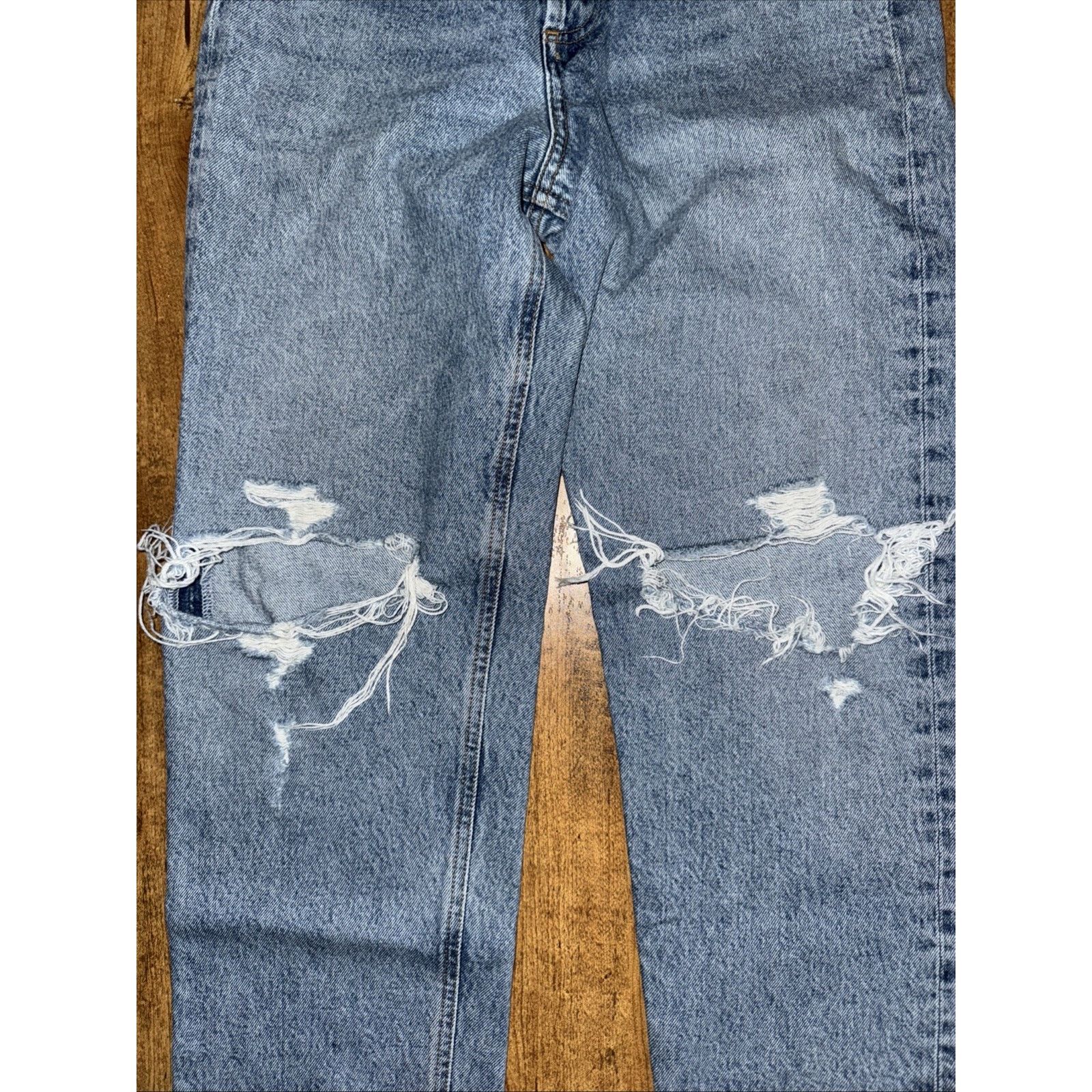 Agolde × Vintage Agolde High Rise Ripped Jeans 25x27 Blue Distressed Straight Size 25" / US 0 / IT 36 - 2 Thumbnail