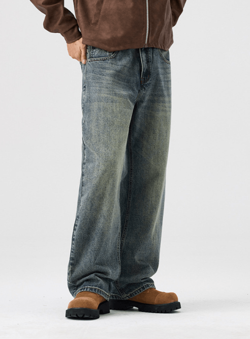 Japanese Brand × Jean Washed distressed all-match cleanfit loose vintage jeans Size US 32 / EU 48 - 2 Thumbnail