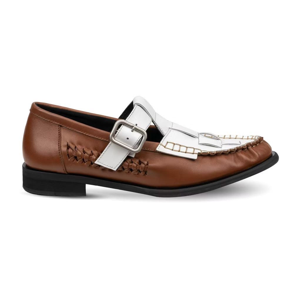 Genuine Leather Sauvage Sandal Loafer Shoes Leather Brown White Size US 9 / EU 42 - 3 Thumbnail