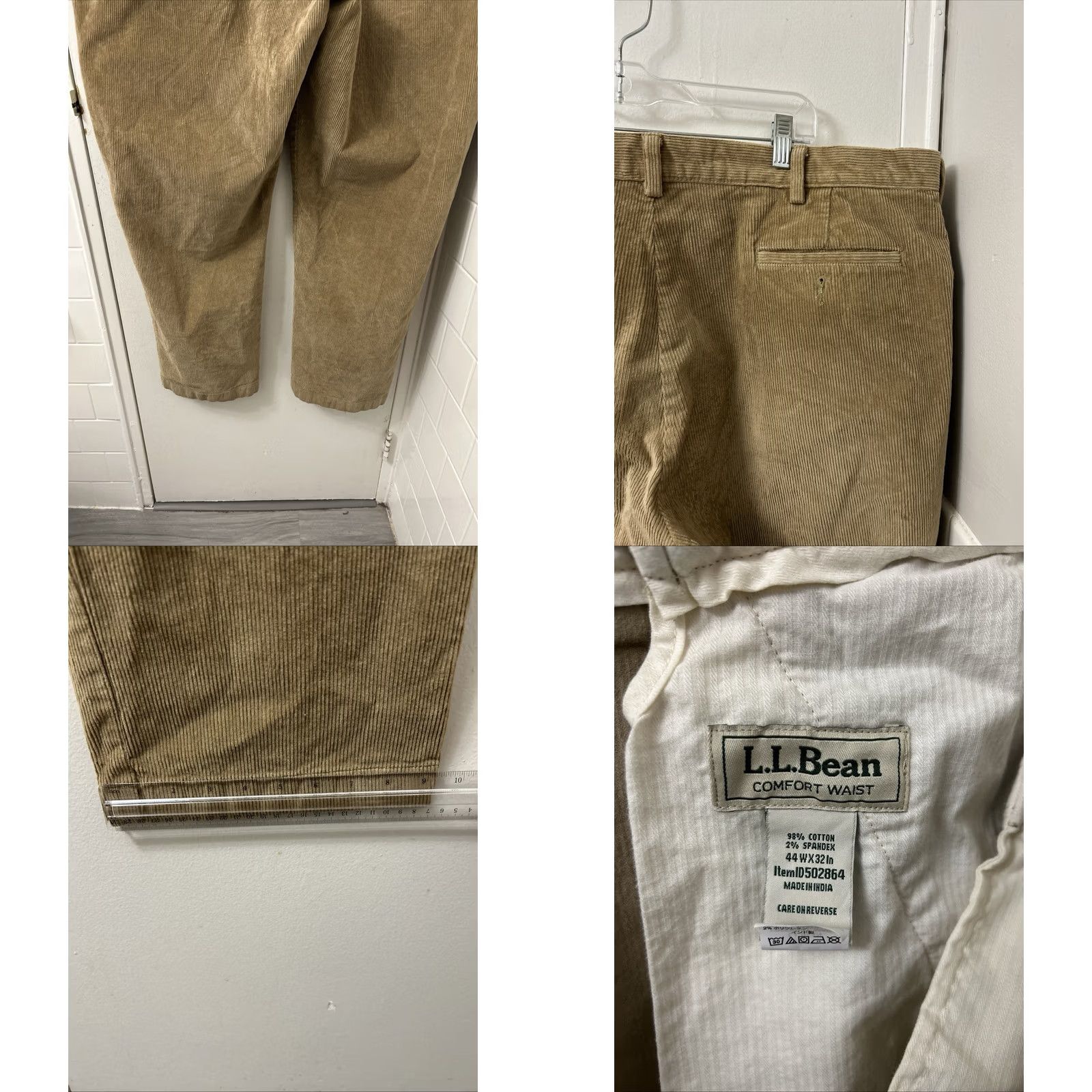 Vintage LL Bean Country Corduroy Pants Mens 44x32 Brown Stretch Comfort Waist 502864 Size US 44 / EU 60 - 8 Thumbnail