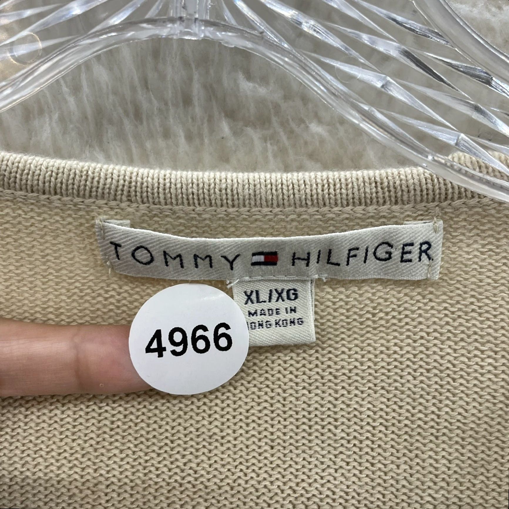 Tommy Hilfiger VINTAGE Tommy Hilfiger Cardigan Sweater XL Beige Knit Grunge Boho Fairy Y2K Size XL / US 12-14 / IT 48-50 - 8 Thumbnail