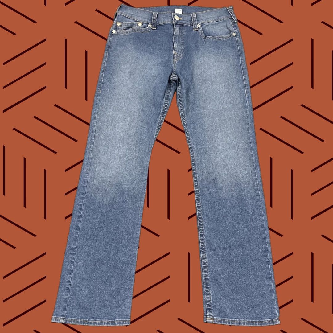 True Religion True Religion Ricky Jeans Mens 34 x 32 Relaxed Straight Blue Denim Hip Hop Pants Size US 34 / EU 50 - 1 Thumbnail