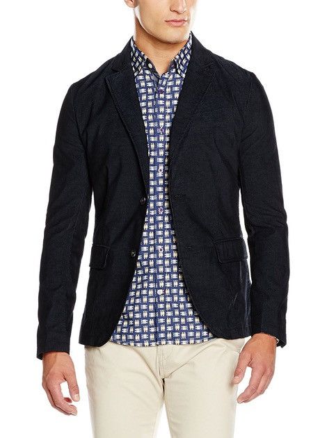 Desigual Desigual Mens Navy Blue Solid Pattern Blazer Jacket Size 46L - 1 Thumbnail