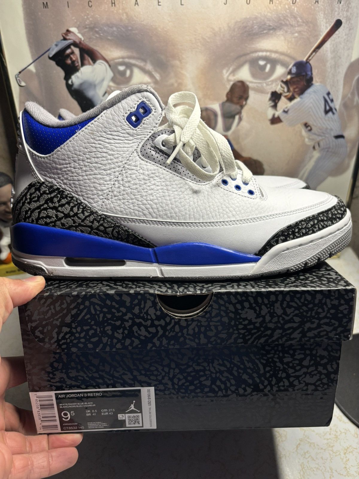 Jordan Brand Air Jordan 3 Retro Racer Blue Size US 9.5 / EU 42-43 - 1 Thumbnail