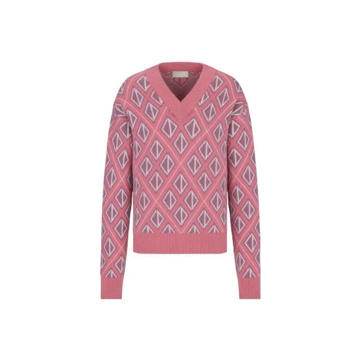 Dior Dior Dior Pink Diamond Pattern Knit Sweater 0079-2507 Size US M / EU 48-50 / 2 - 1 Thumbnail