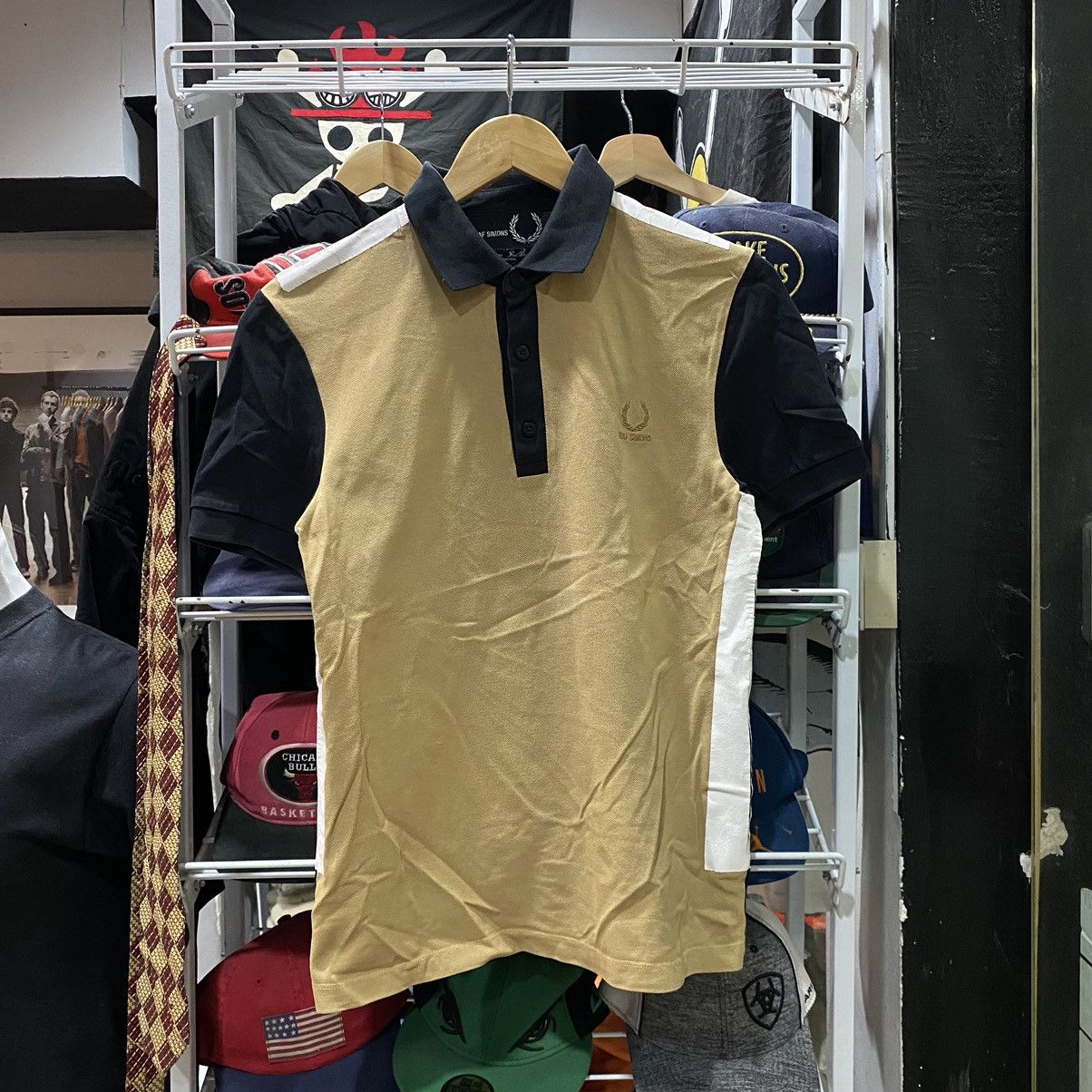 FRED PERRY X RAF SIMONS TAPE DETAIL PIQUE POLO BUTTERSCOTCH