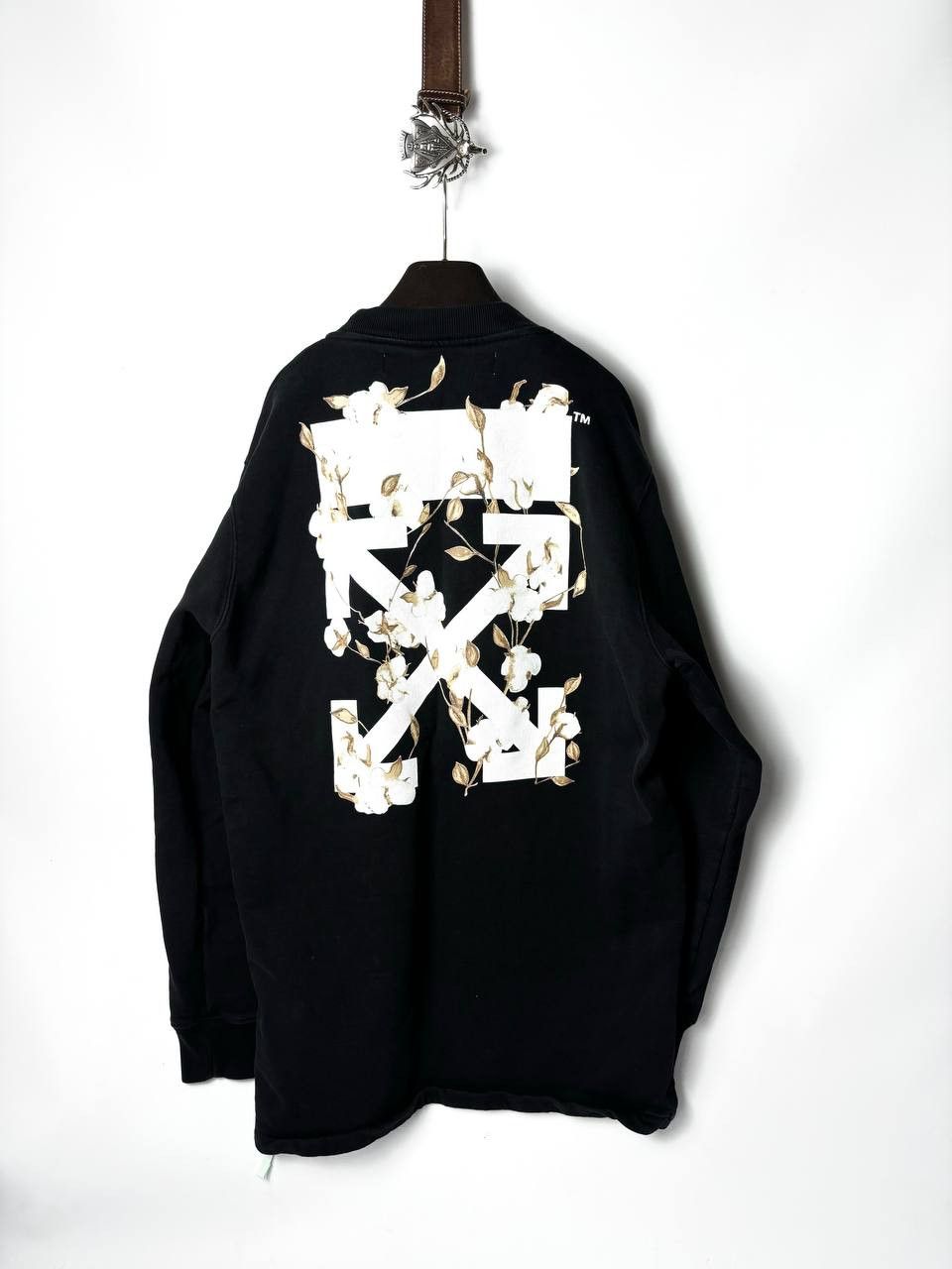 image of Off White Flower Logo Oversize Sweatshirt in Black, Men's (Size 2XL)