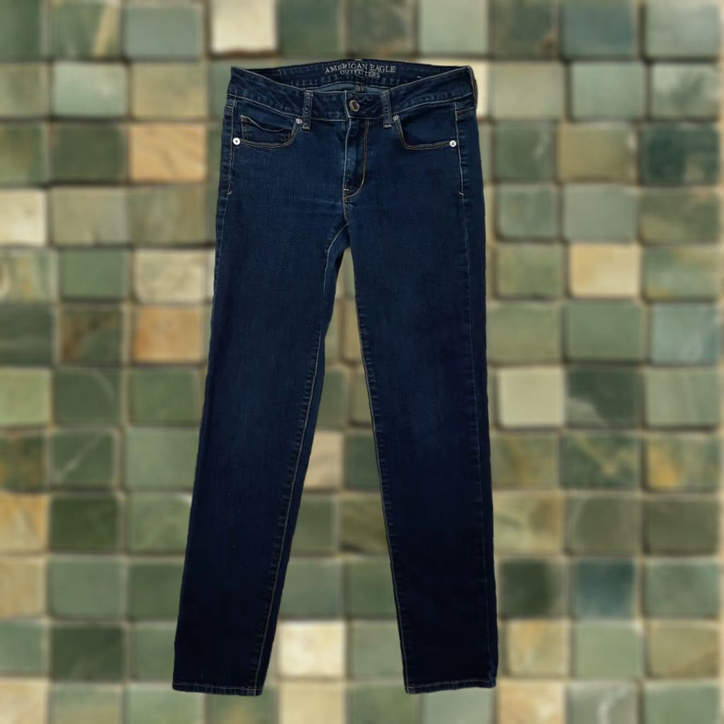 American Eagle Outfitters American Eagle Outfitters Jeans Skinny Women 6 28x28 Dark Wash Mid-Rise Stretch Denim Blue Size 28" / US 6 / IT 42 - 1 Thumbnail