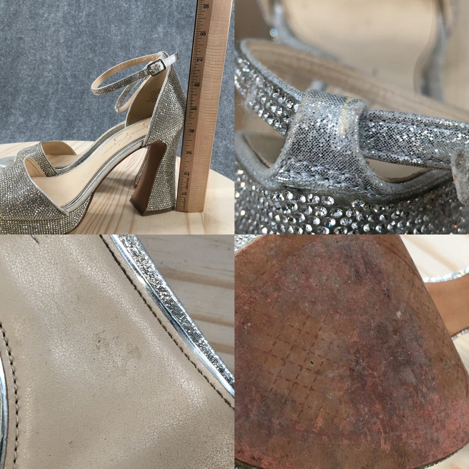 Jessica Simpson Jessica Simpson Sandals Womens 9.5M Fonilda Ankle Strap Silver Rhinestones Heels Size US 10 / IT 40 - 9 Thumbnail