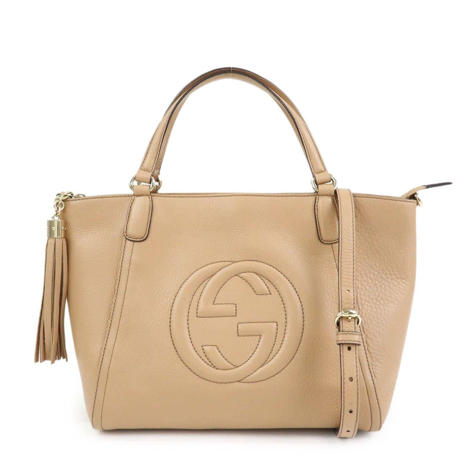 Gucci Gucci Soho Interlocking G Leather Shoulder Bag Tan Size ONE SIZE - 1 Thumbnail