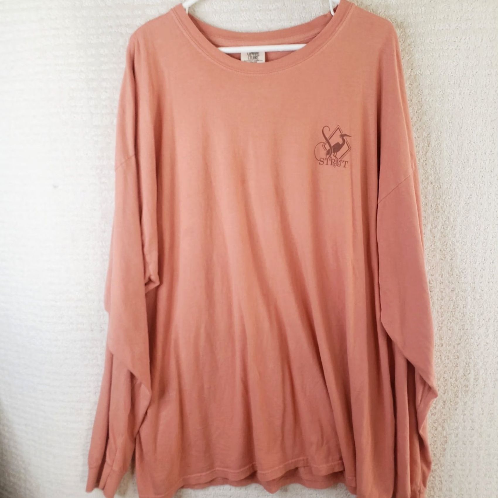 Vintage Southern Strut T-Shirt Men's 3XL Coral Long Sleeve Ducks Dogs Hunting Logo Crew Neck Jersey Cotton USA -NS Size US XXL / EU 58 / 5 - 2 Thumbnail