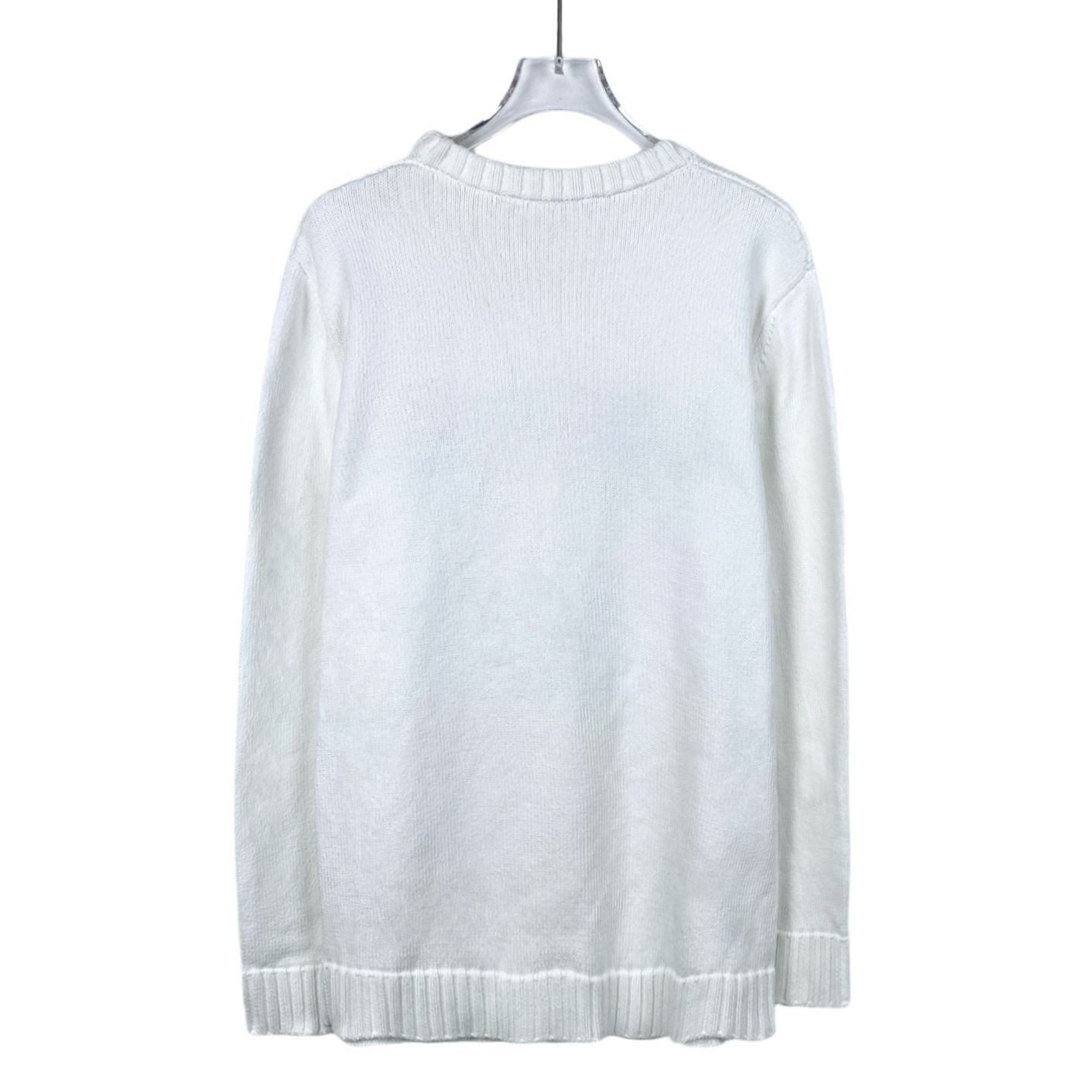 Loewe Loewe White Logo Embroidered Cotton Knit Sweater XS Size US XS / EU 42 / 0 - 7 Thumbnail