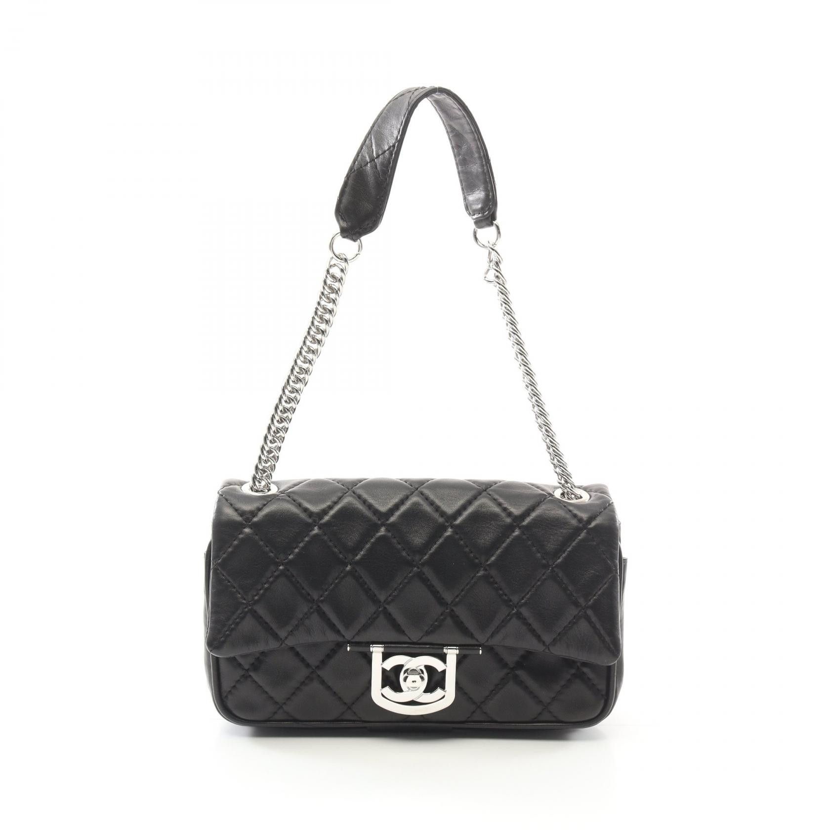 Chanel Chanel Matelasse Lambskin Shoulder Bag Leather Shoulder Bag A37048 in Black, Women's