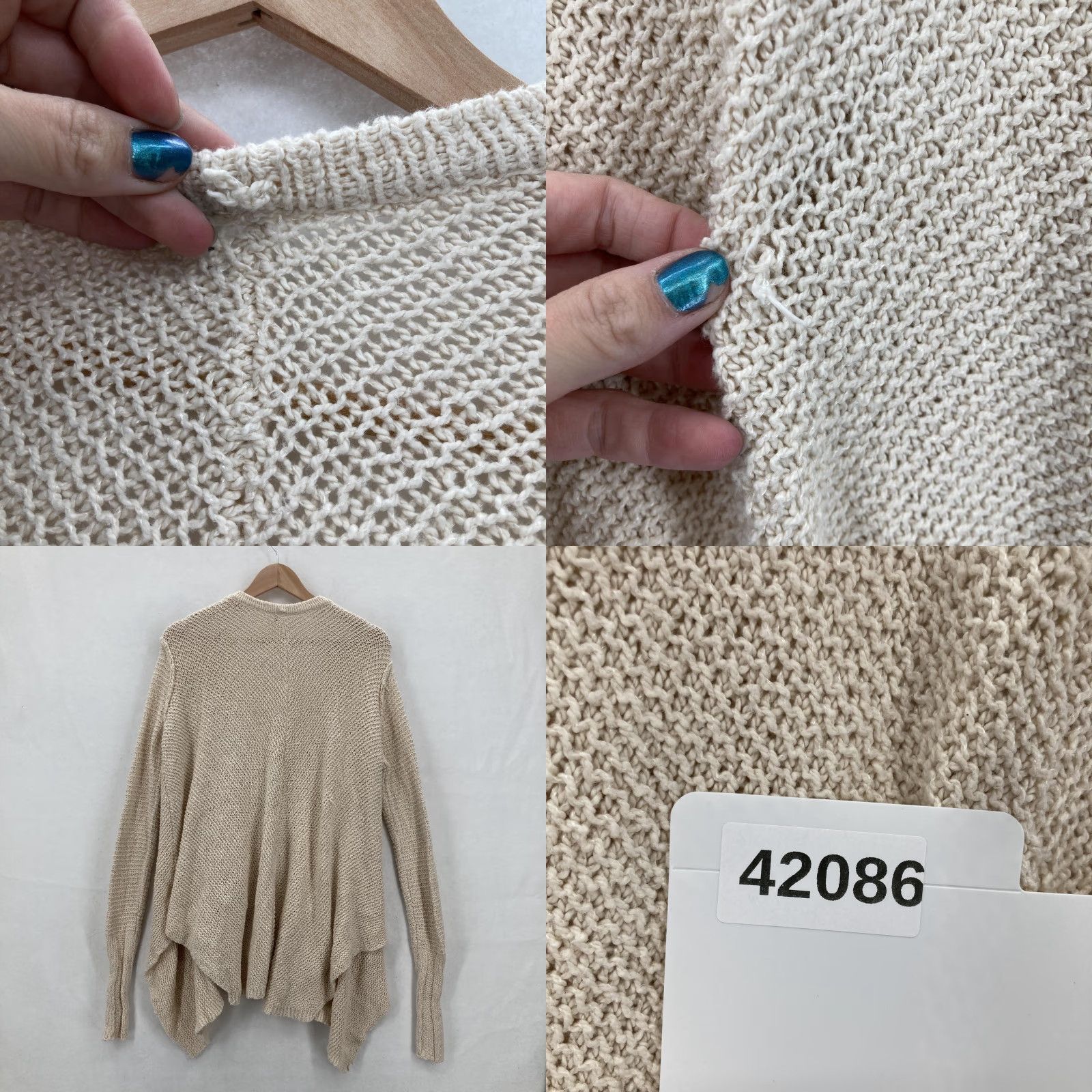 Free People Free People Cardigan Womens XS Ivory Open Knit Drape Pockets Boho Sweater Regular Size XS / US 0-2 / IT 36-38 - 9 Thumbnail