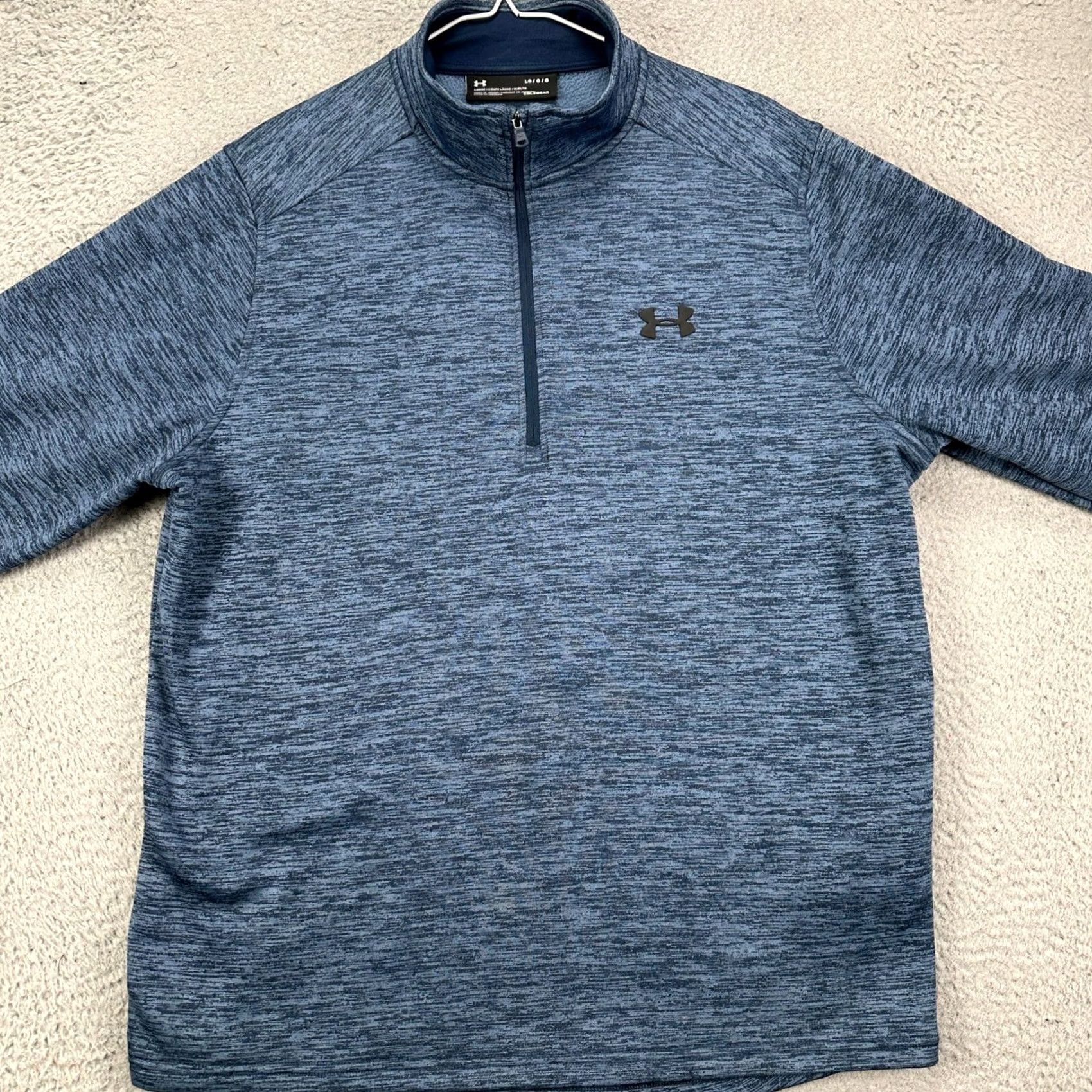 Under Armour Under Armour ColdGear Mens Large Sweatshirt Blue Salt Pepper Quarter Zip EUC Size US L / EU 52-54 / 3 - 3 Thumbnail