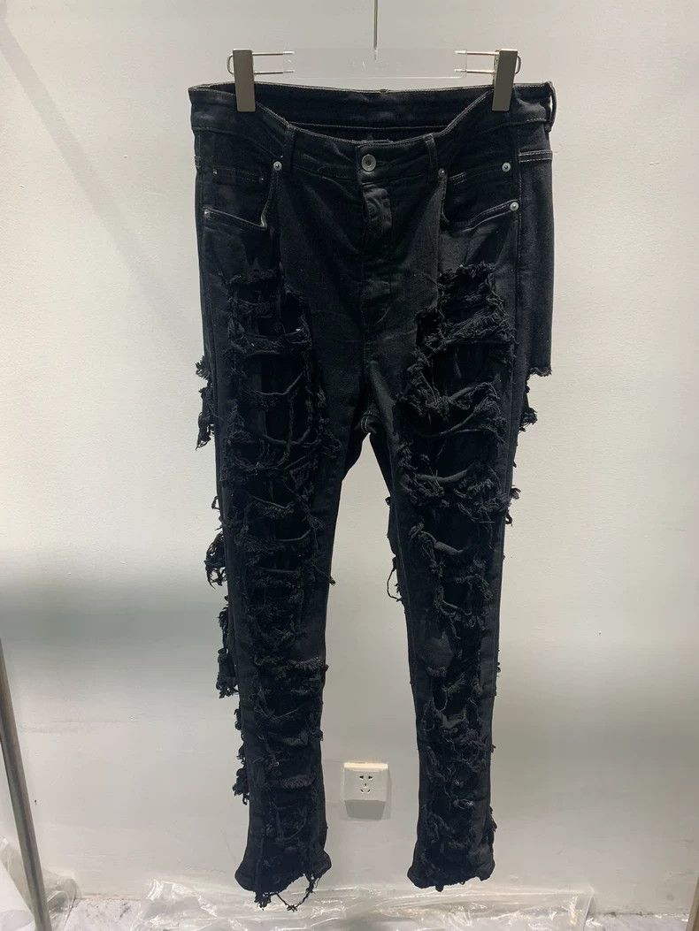 Rick Owens Rick Owens 22fw distressed waxed ripped denim jeans Size US 34 / EU 50 - 5 Thumbnail
