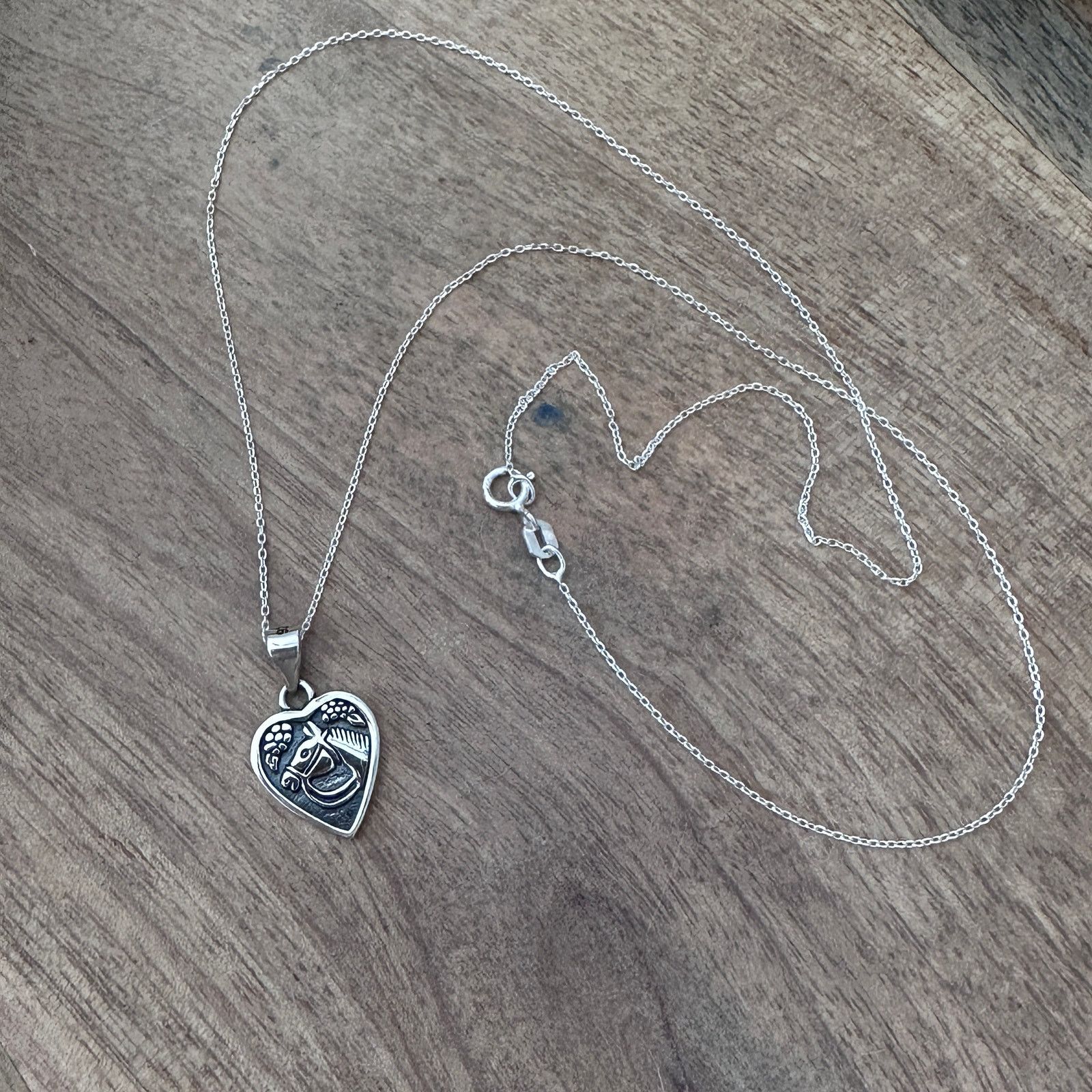 The Unbranded Brand 925 Sterling Silver Horse Pendant Necklace in Heart Shape Size ONE SIZE - 1 Thumbnail
