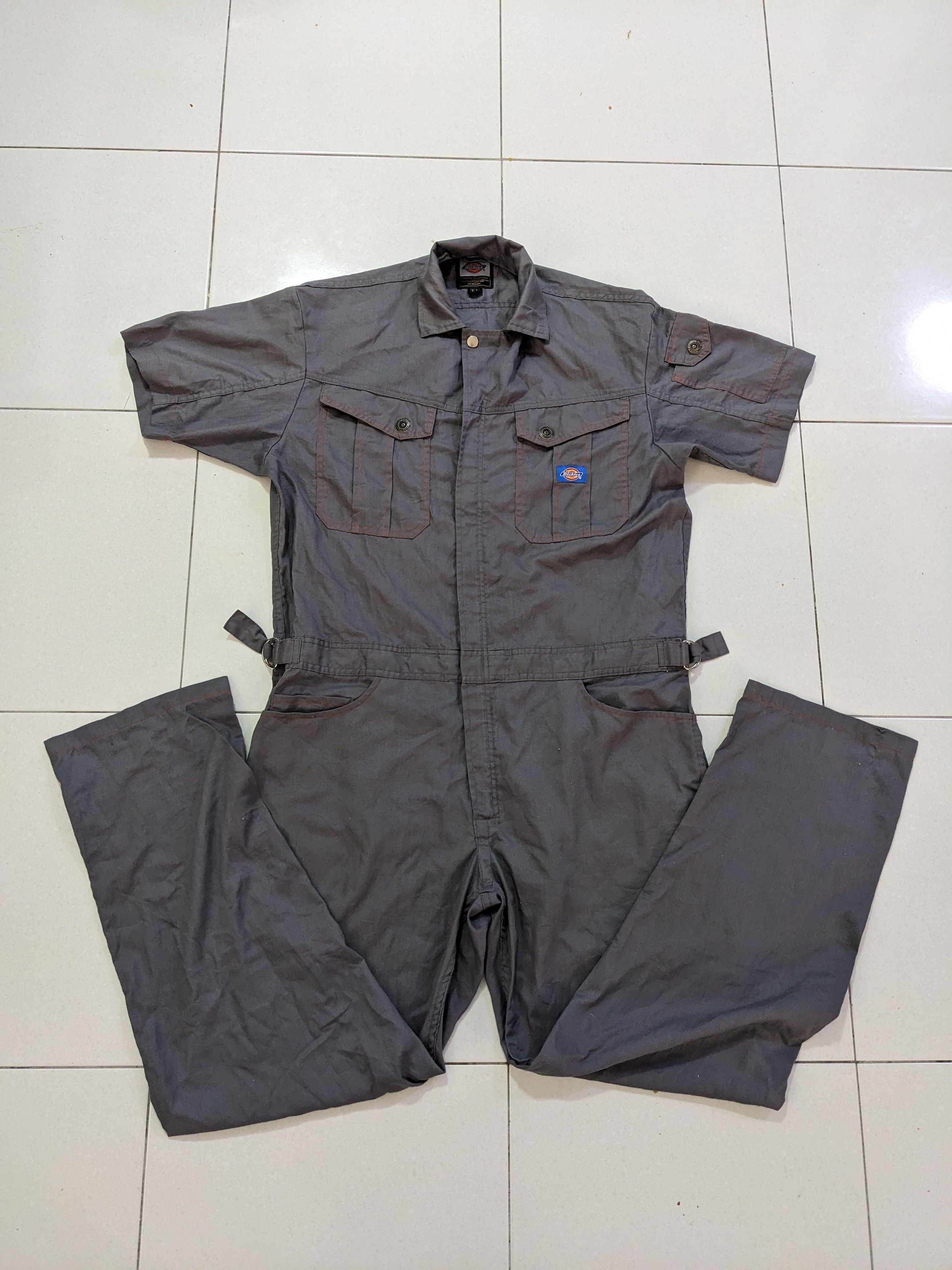 image of Dickies Mens Coverall Gray Workwear Mechanic Multipocket in Grey (Size 44)