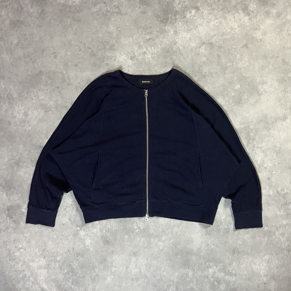 Zucca Zucca Batwing Zip Crewneck Navy Avant-Garde Dolman Sleeve Size US M / EU 48-50 / 2 - 2 Thumbnail