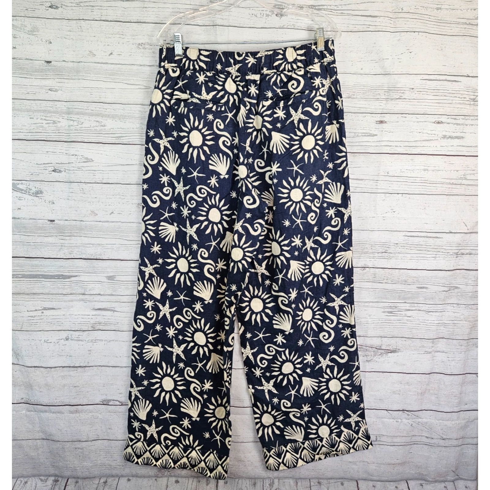 Vintage C&C California Womens Printed Linen Pants Sz M Blue High Rise Pants Women Medium Linen Printed Modern Casual 90s? Size 32" / US 10 / IT 46 - 3 Thumbnail