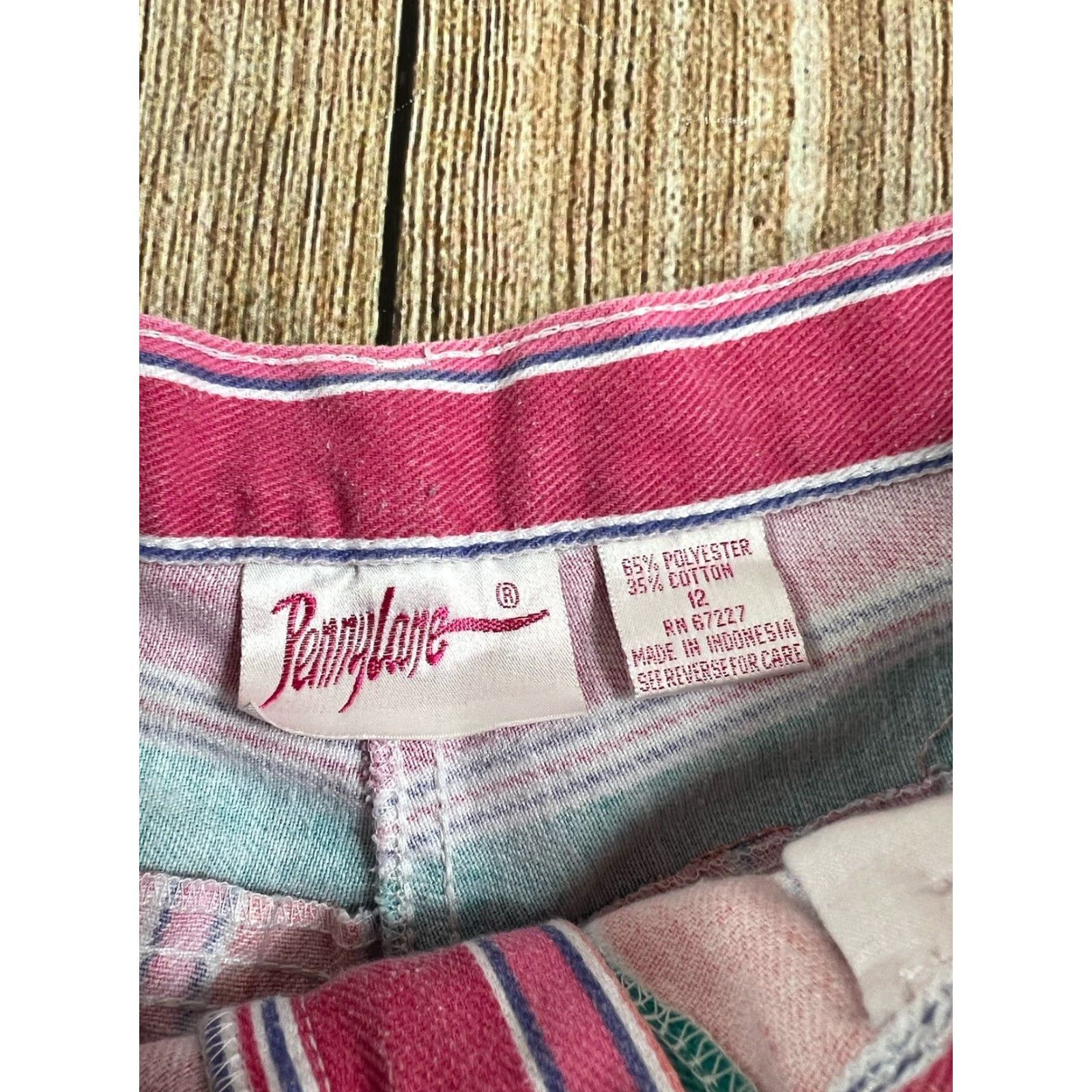 Vintage VINTAGE Pennylane 90s High Waist Shorts Women Regular 12 Pink Striped Denim 100% Cotton Mom Style 90s Casual Size 34" / US 12 / IT 48 - 3 Thumbnail