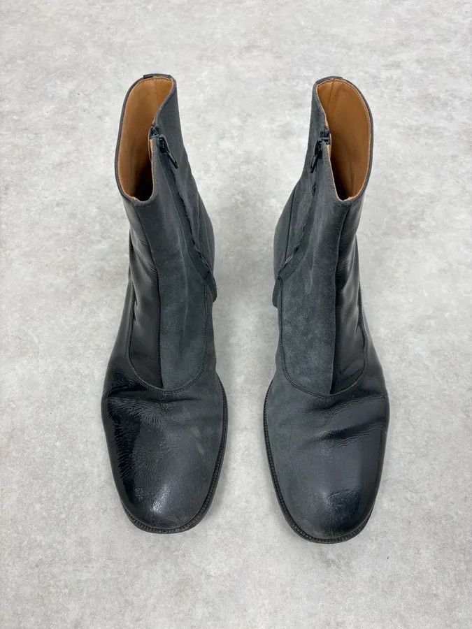 Maison Margiela Maison Margiela Black & Grey Patent Leather Hybrid Boots Size US 10 / EU 43 - 2 Thumbnail