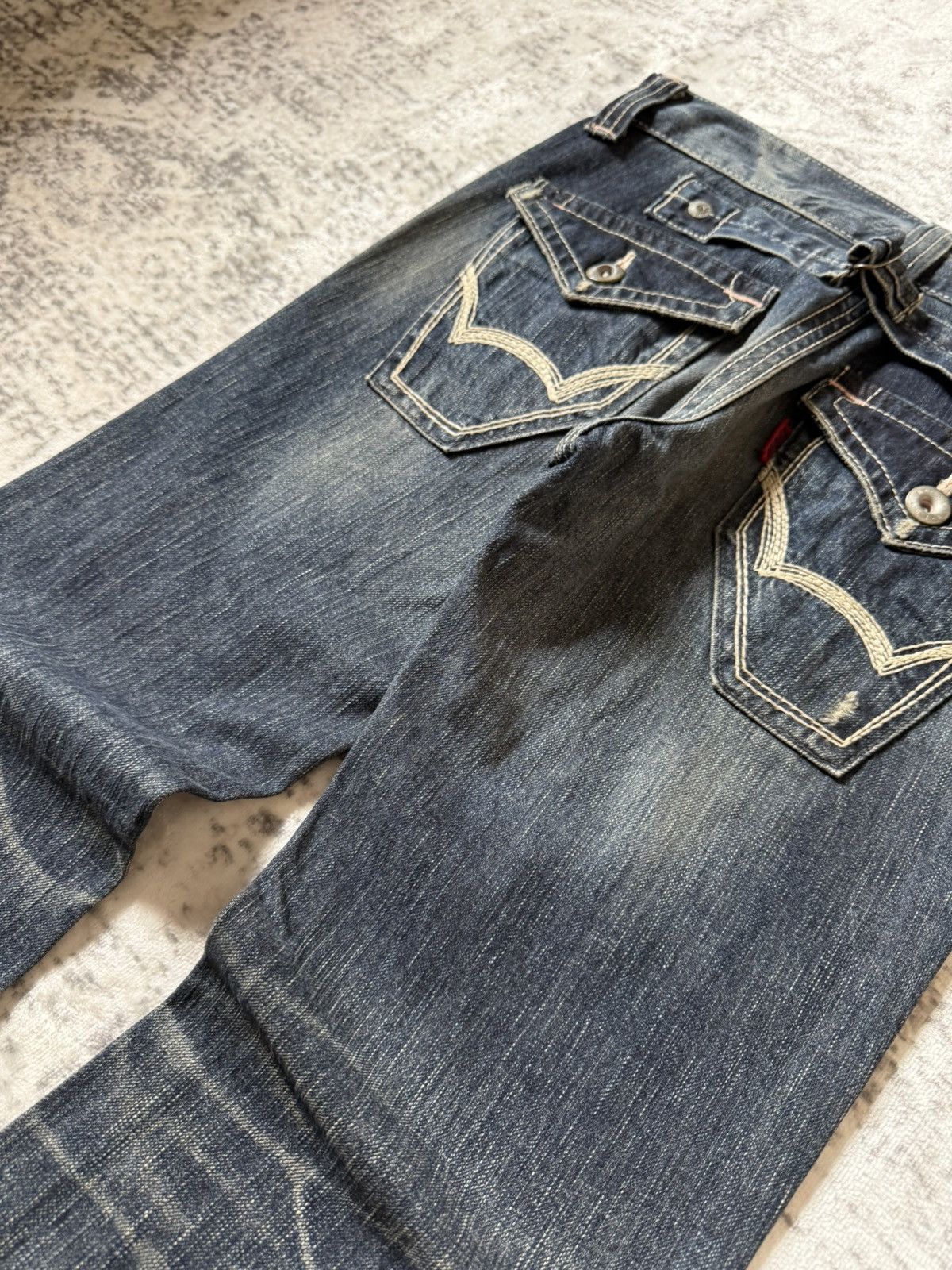 Le Grande Bleu (L.G.B.) Edwin 503 Japan Muddy Wash Flared Jeans Size US 28 / EU 44 - 13 Thumbnail