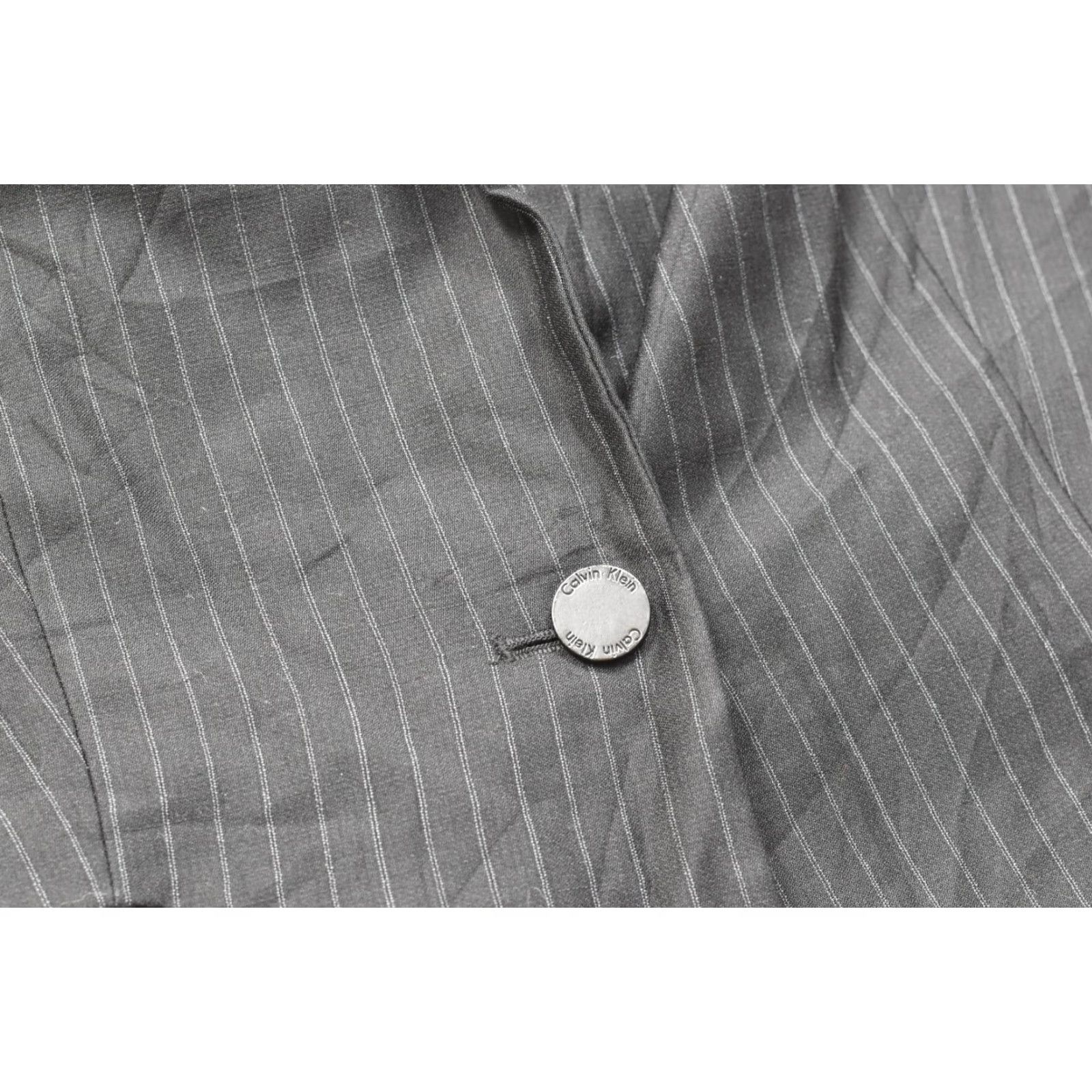 Calvin Klein Calvin Klein Blazer Women Size 6 Black Pinstripe Single Button Teal Lining Pro Medium-Length" Size M / US 6-8 / IT 42-44 - 7 Thumbnail