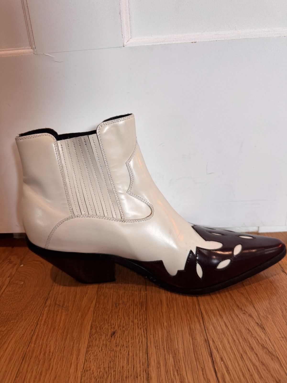Enfants Riches Deprimes RARE ERD Midnight cowboy boots ivory and burgundy Size US 10 / EU 43 - 6 Thumbnail
