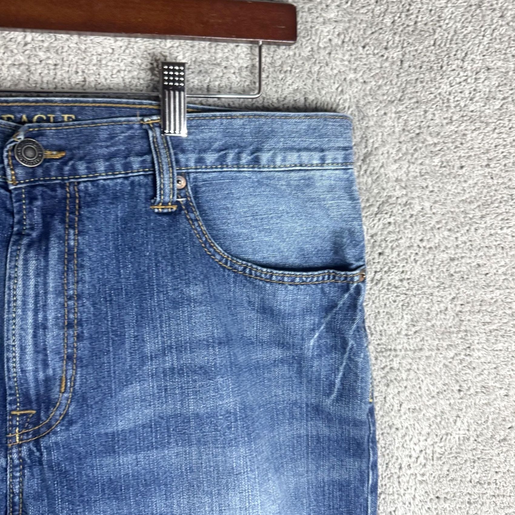 American Eagle Outfitters American Eagle Original Straight Jeans Mens 38x34 Blue Denim Medium Wash Casual Shirt? Size US 38 / EU 54 - 3 Thumbnail