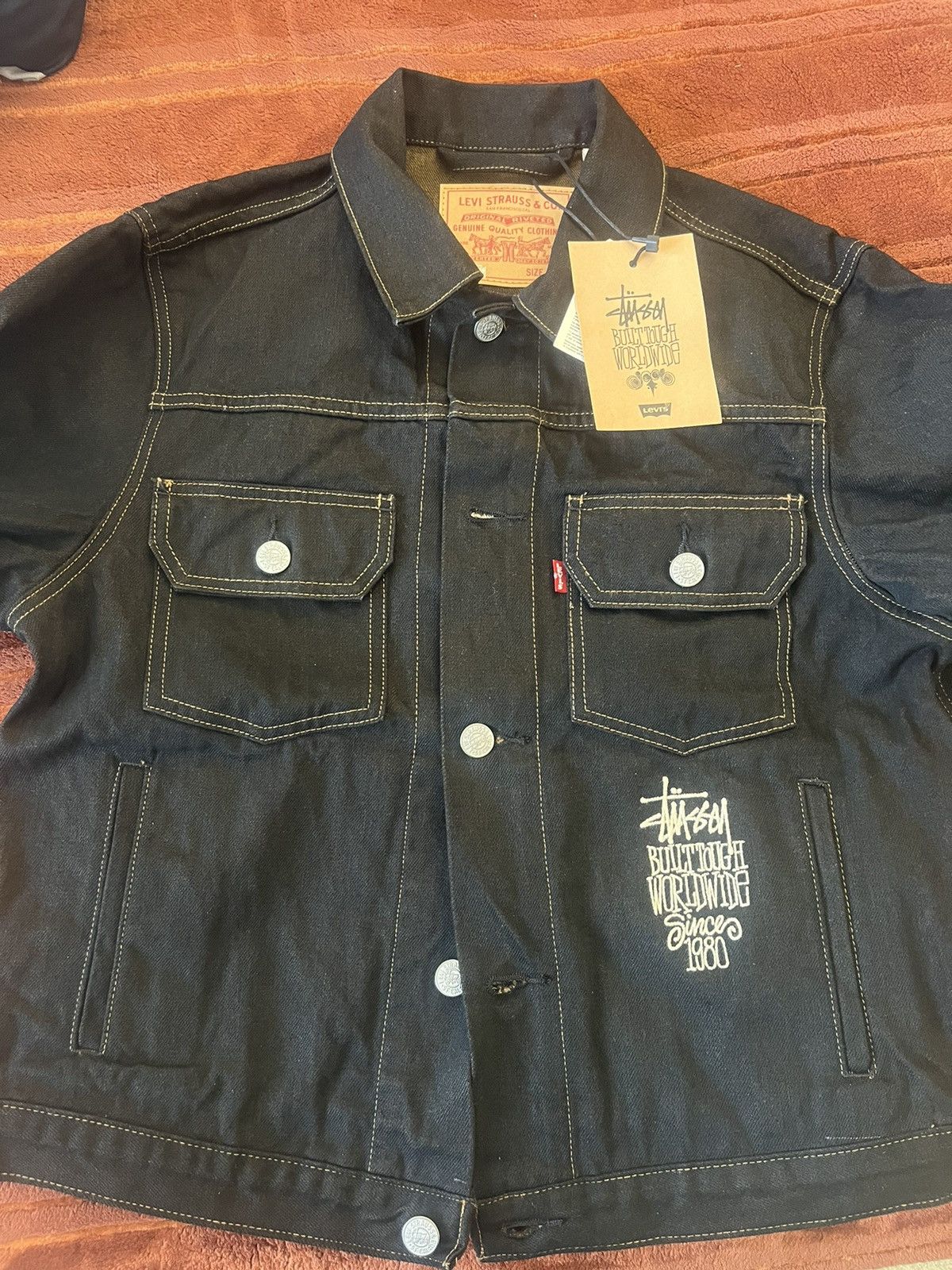Stussy x Levi's Crispy Rinse Trucker Jacket Black/Brown