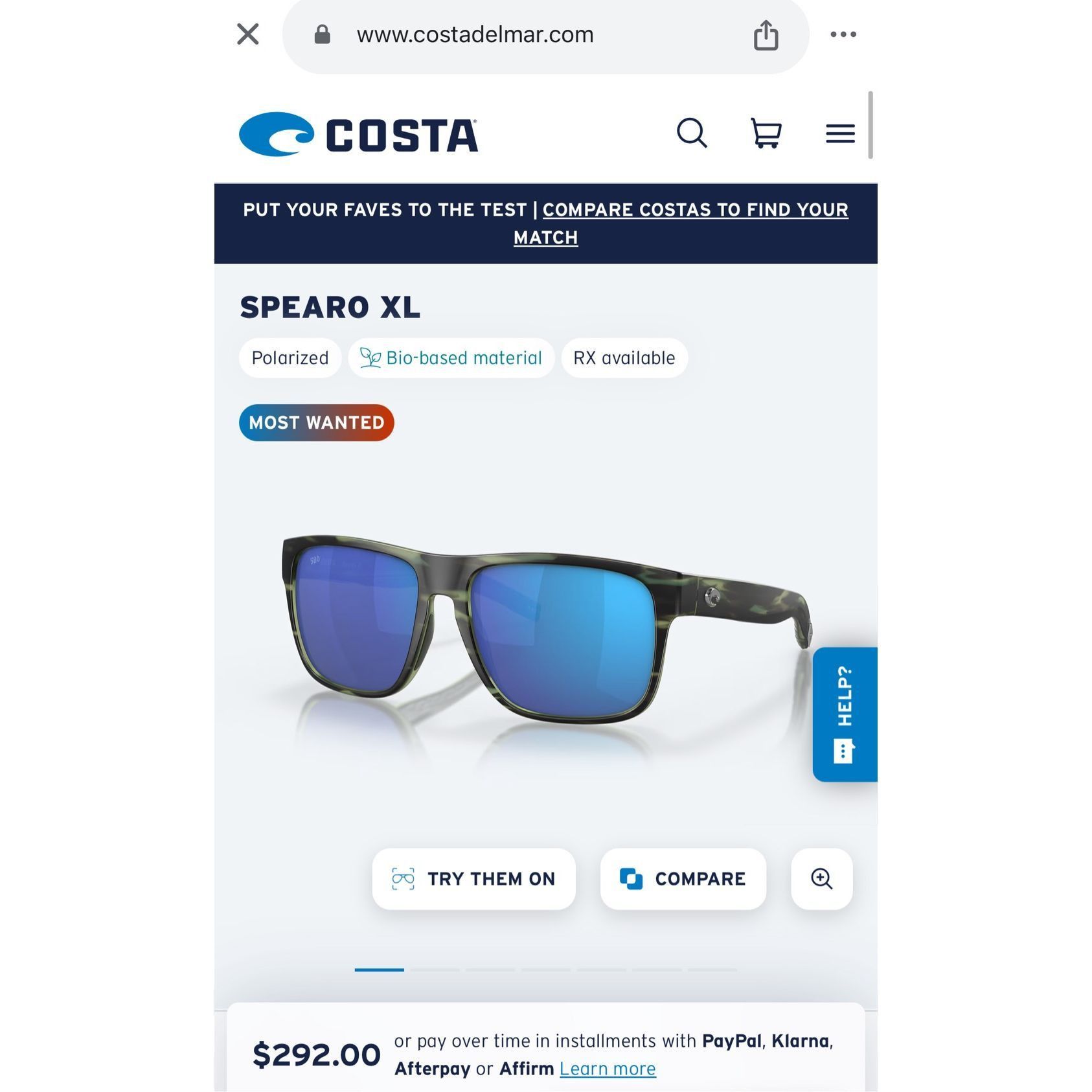 Costa Del Mar COSTA DEL MAR Polarized Spearo XL Sunglasses Blue Scratch-Pr Size ONE SIZE - 5 Thumbnail