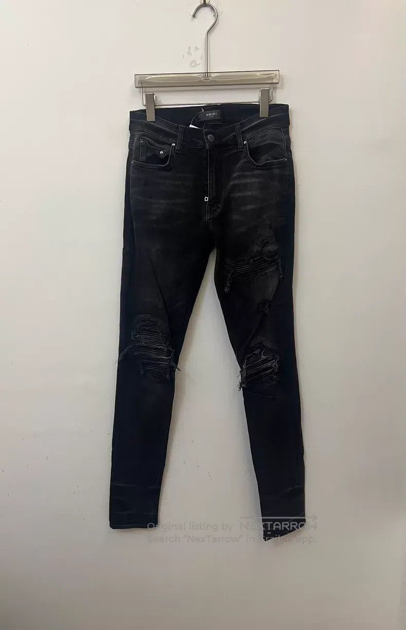 Amiri Amiri Black piebald distressed denim pants Size US 30 / EU 46 - 1 Thumbnail