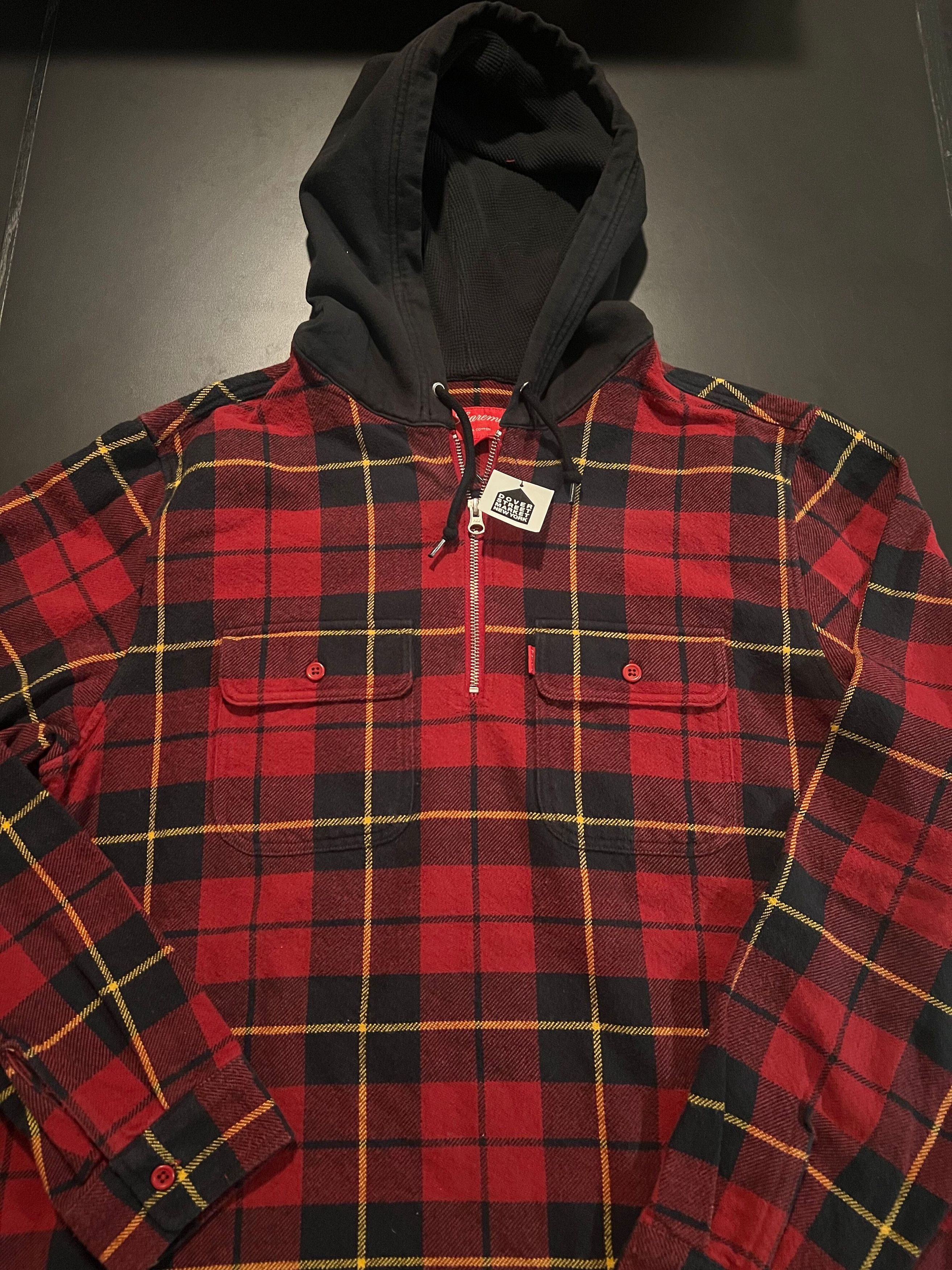 Supreme Supreme Red Plaid Half Zip Hoodie Large Size US L / EU 52-54 / 3 - 1 Thumbnail
