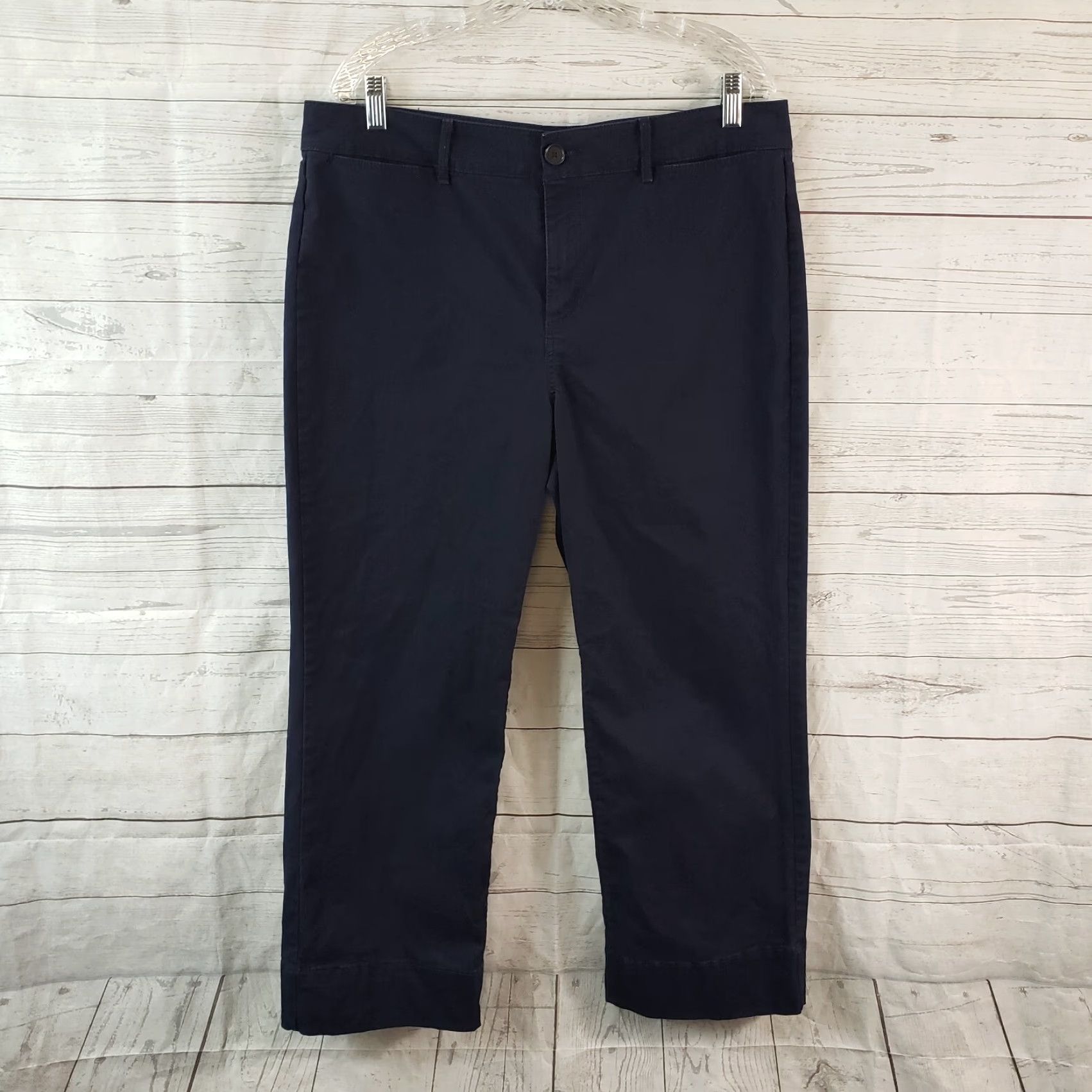 Ann Taylor VINTAGE? No. Ann Taylor LOFT Womens Cropped Pants Sz 14 Blue High Rise Cotton Blend Size 36" / US 14 / IT 50 - 2 Thumbnail